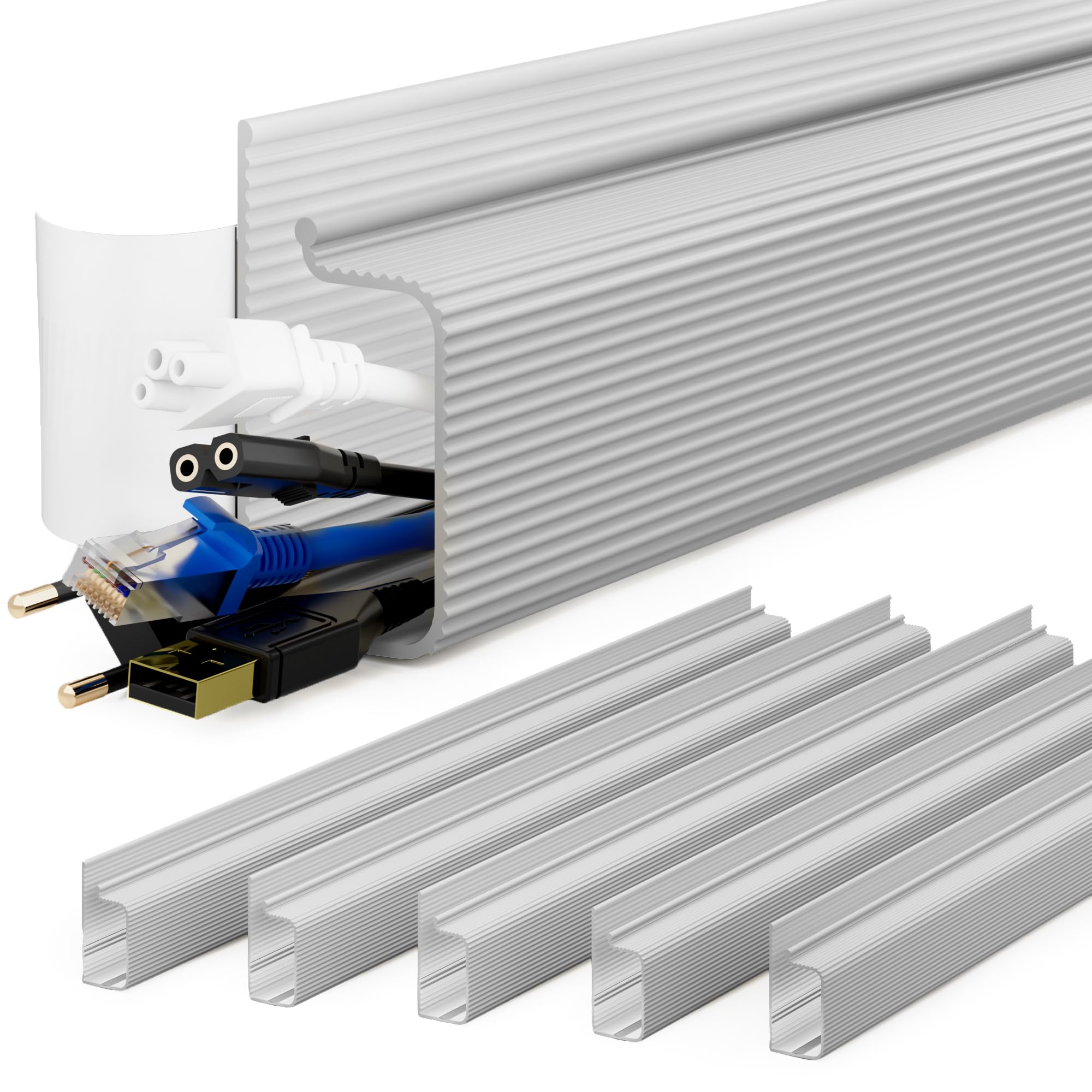 YECAYE 94.2 in Cable Management Under Desk,Easy Install Adhesive Mount Cord Hider,Cord Organizer,Wire Management,Wire Hider for Office Organization,