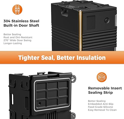 Miniatura 3 de Calentadores de alimentos de catering no eléctricos de 95 cuartos de galón con ruedas giratorias, pestillo de acero inoxidable 304, portador de