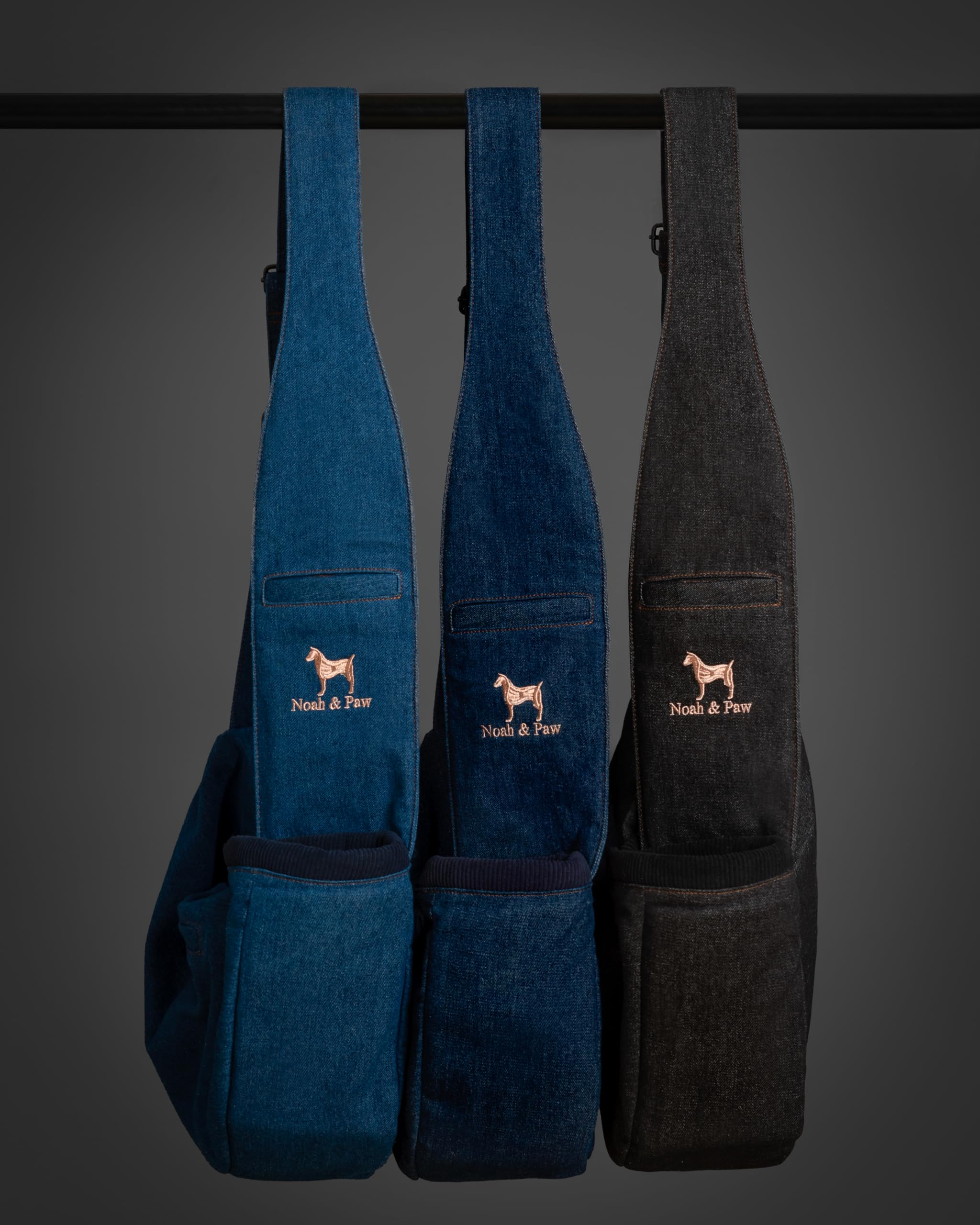 Noah & Paw Bandolera transportin Perro 1,5-5 kg, transportin Gato pequeño, Bolsa Transporte Ajustable para Mascotas, 3X función de Seguridad, Fabricado en Denim Premium.