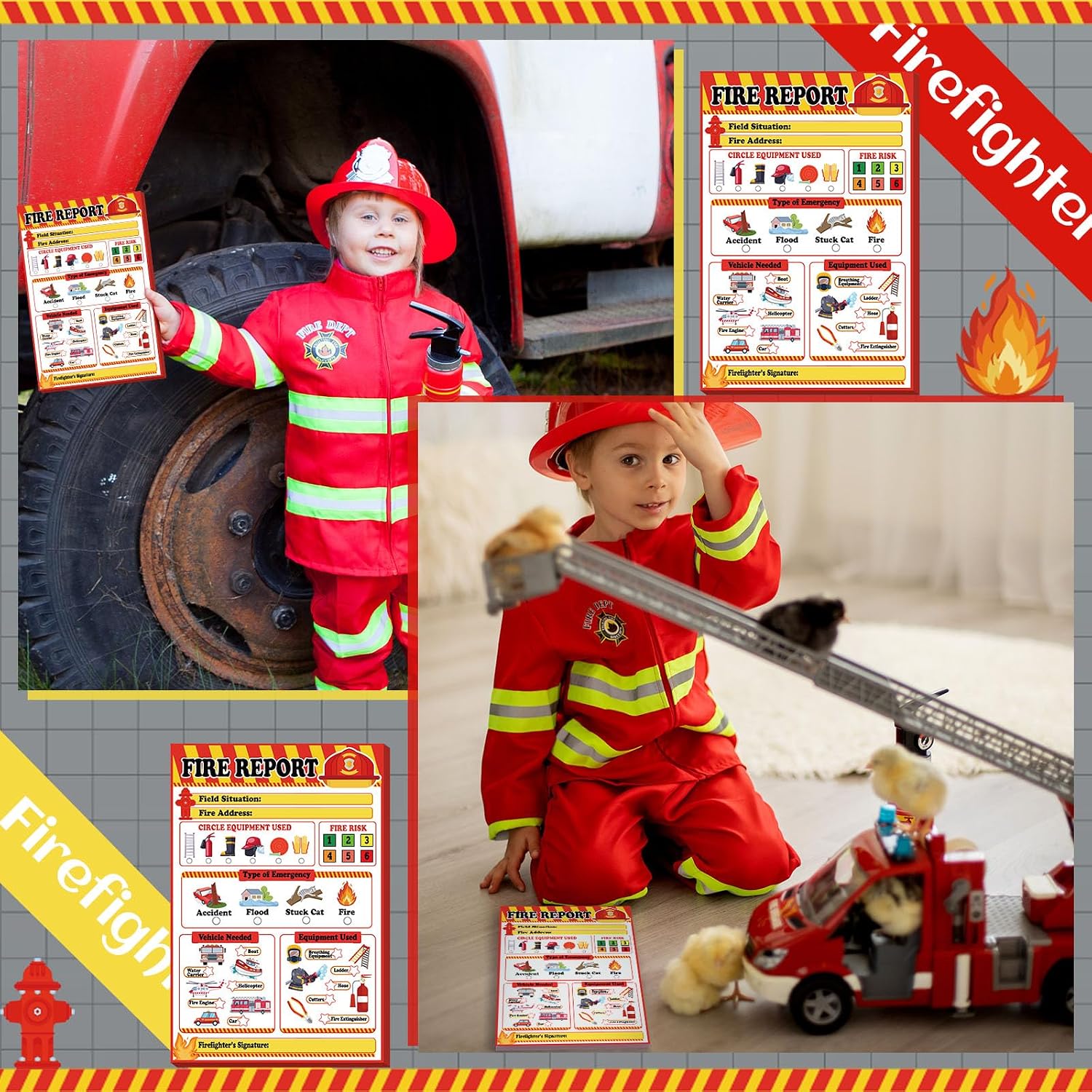 Eaasty 6 Pack Kids Pretend Play Notepads 4 x 6 Inch Playtime Pads for Kids 40 Pages Pretend Notebooks Imaginative Role for Toddlers (Boys)
