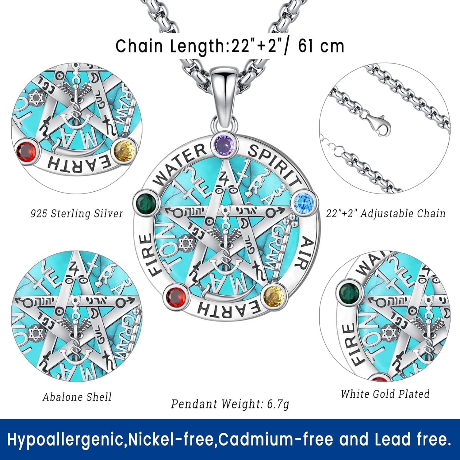 Eusense Triple Moon Goddess Necklac for Women Men Tree of Life Pendant Tetragrammaton Necklace Sterling Silver 925 Pentagram Moon Pentacle Goddess Pagan Wiccan Tree Life Jewelry - Image 5