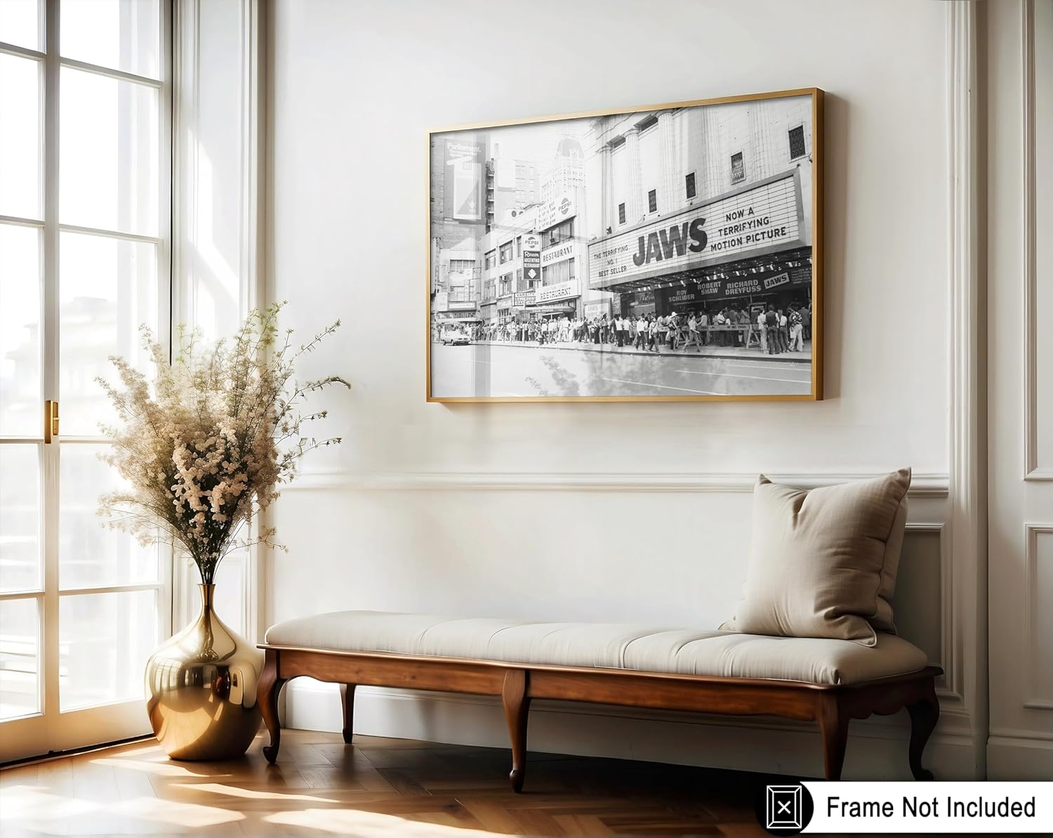 Monem Art Vintage Jaws Opening Day Poster - Retro New York Print - Photography Art - Gift for Travel Lover, Movie Fans - Great Decor for Home, Office, Living Room - 16x20 UNFRAMED Wall Art
