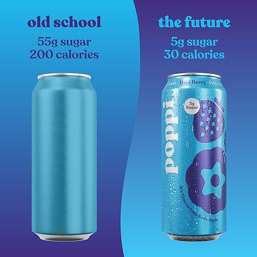Miniatura 5 de POPPI Soda prebiótica espumosa de 16 onzas, bebidas con vinagre de sidra de manzana, agua seltzer y jugo de frutas, bayas silvestres, (paquete de 12)