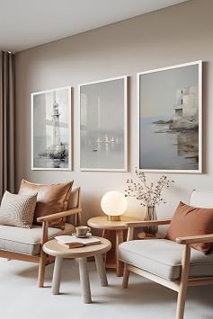 Zestia Beyaz  er eveli 3 l  Tablo Seti, Deniz Feneri   Soft Manzara, Salon Set No 30132 50 x 70