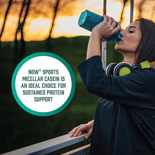 Miniatura 7 de NOW Sports Nutrition, caseína micelar 0.67 oz, liberación lenta, polvo sin sabor, 1.8 libras