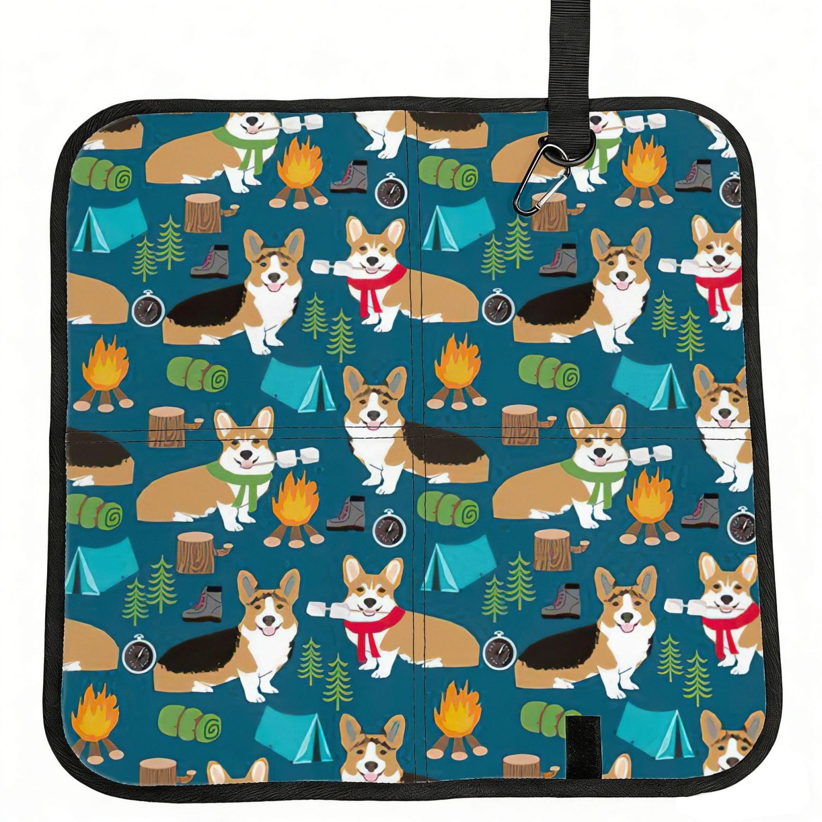 OKFSTY Corgi Print Fold Away Seat Cushion Portable Outdoor Pad Polyester Bleacher Bench Mat Travel Picnic Pad