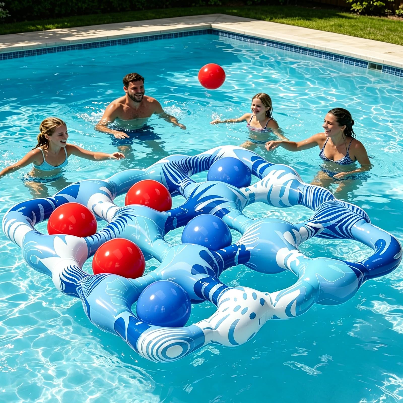Aufblasbare Pool Spielzeug, Pool Wassersport Spielzeug, Gitter-Wasserspielzeug mit 10 Aufblasbarer Ball, Poolspielzeug ab 5 Jahre, Wasserspiele Pool für Kinder und Erwachsene