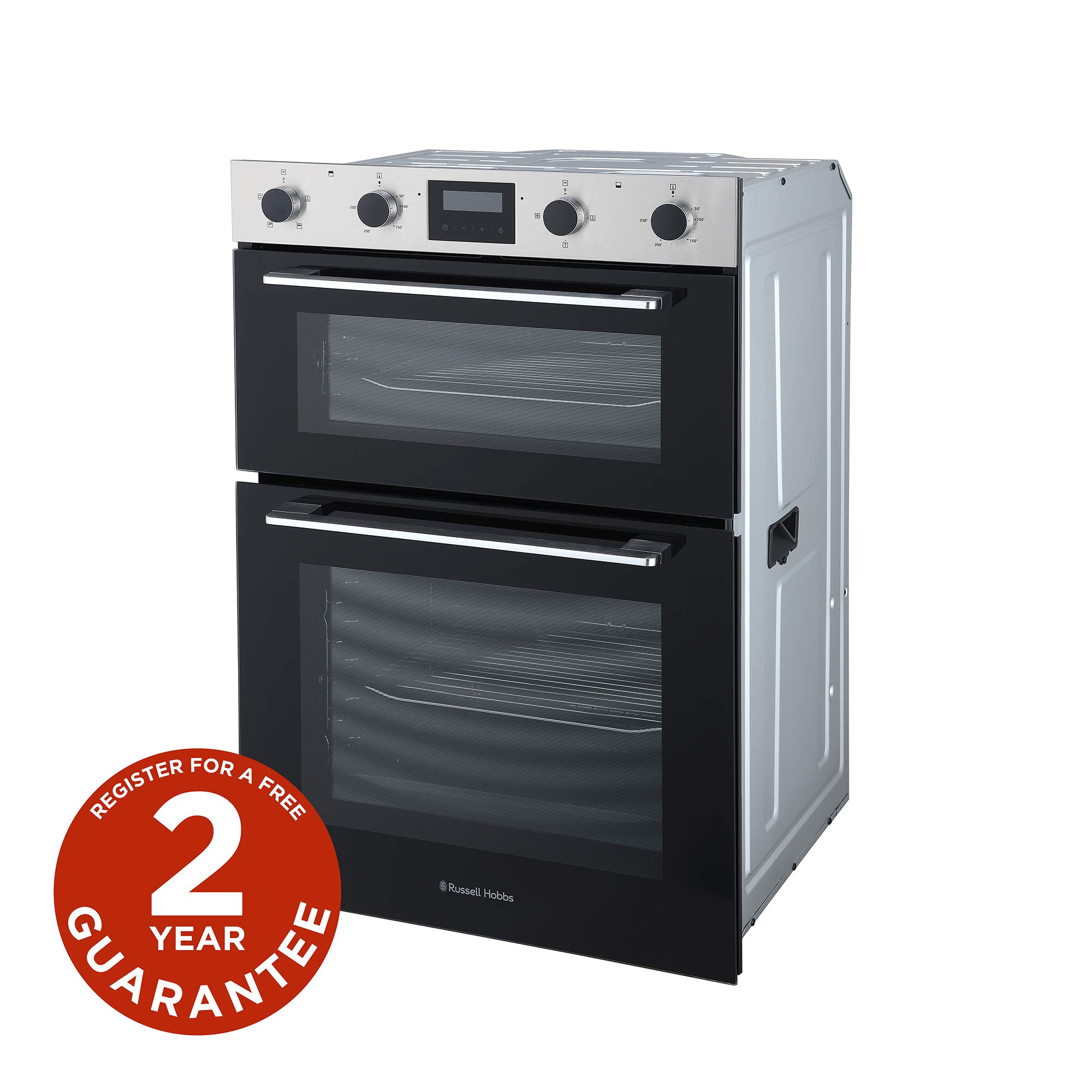 Russell Hobbs 89cm High, 60cm Wide, Stainless Steel, 110L, Built-In, Electric Fan Double Oven, RH89DEO2002SS - Free 2 Year Guarantee — view 2