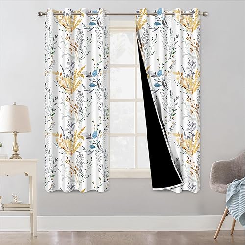 Miniatura 17 de Cortinas florales opacas para dormitorio y sala de estar, cortinas opacas para oscurecer la habitación insonorizadas y con aislamiento térmico para