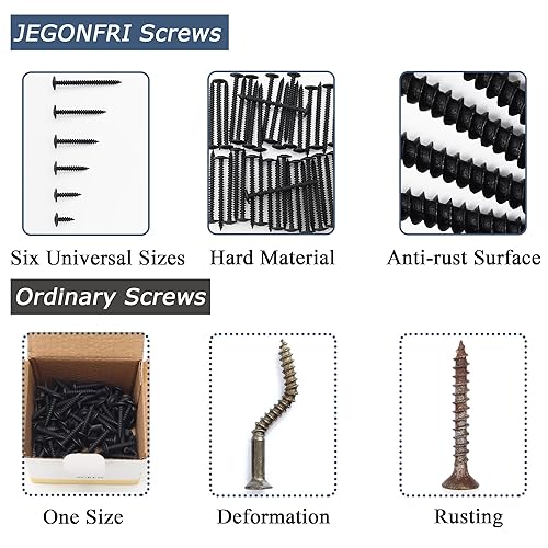 Miniatura 5 de #8 Kit surtido de tornillos de madera negra con cabeza de armadura modificada, 132 piezas, Phillips Drive, tornillos para madera, tornillos, surtido