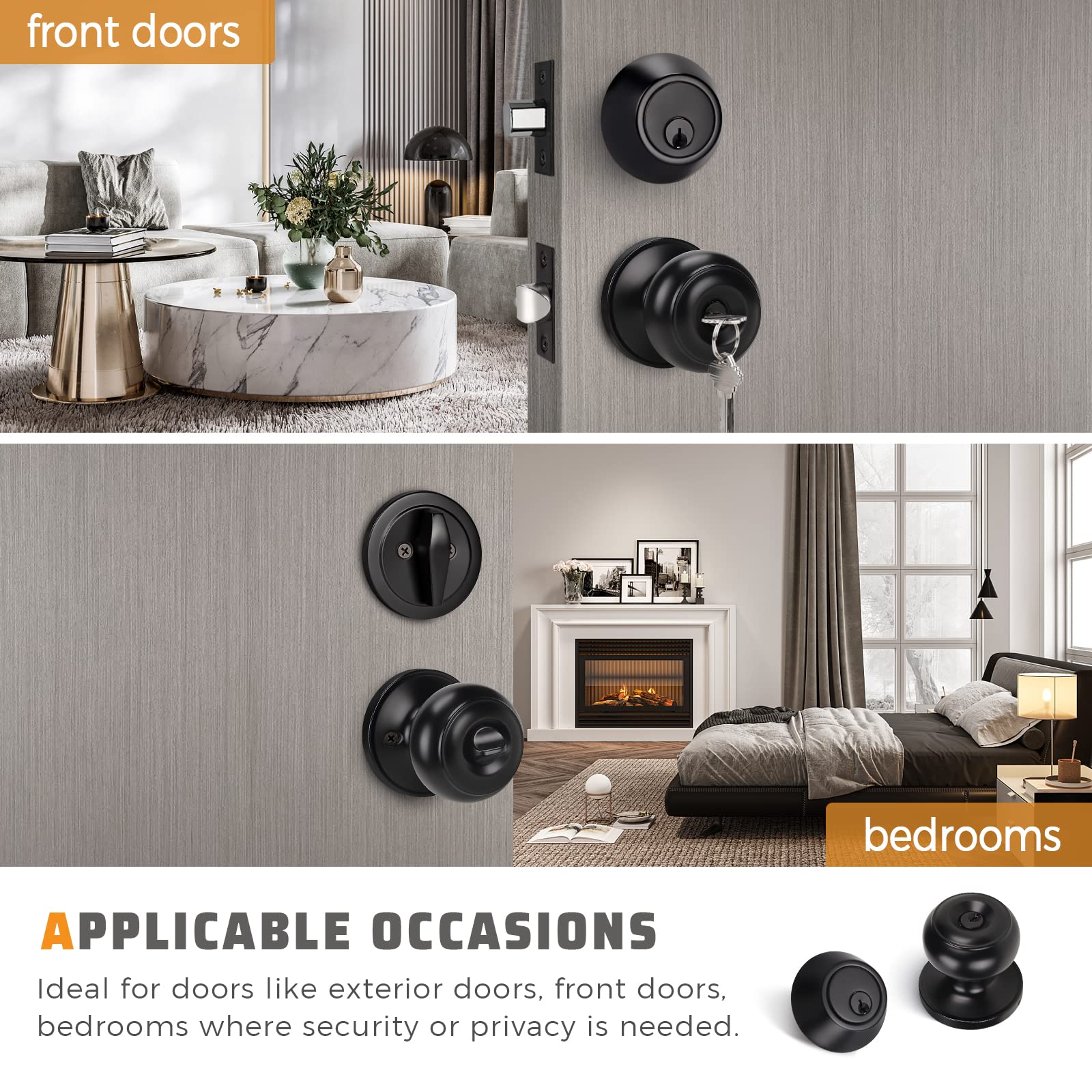 KNOBWELL 2 Pack All Keyed Same Entry Door Knob And