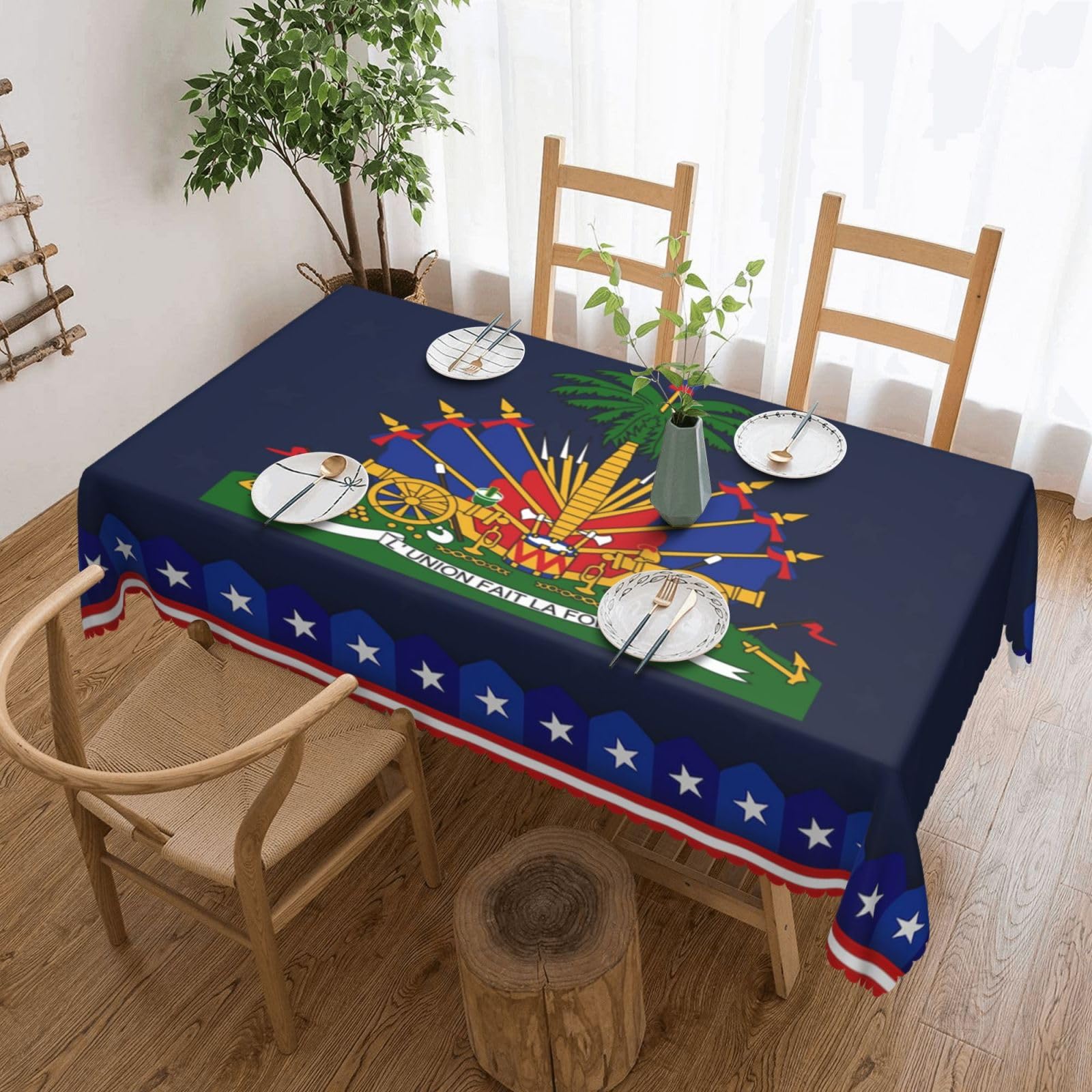 SMAZDFXX Haiti Emblem Coat of arms 54 x 72in Table Cloth,Polyester Rectangle Tablecloth for Kitchen Dining