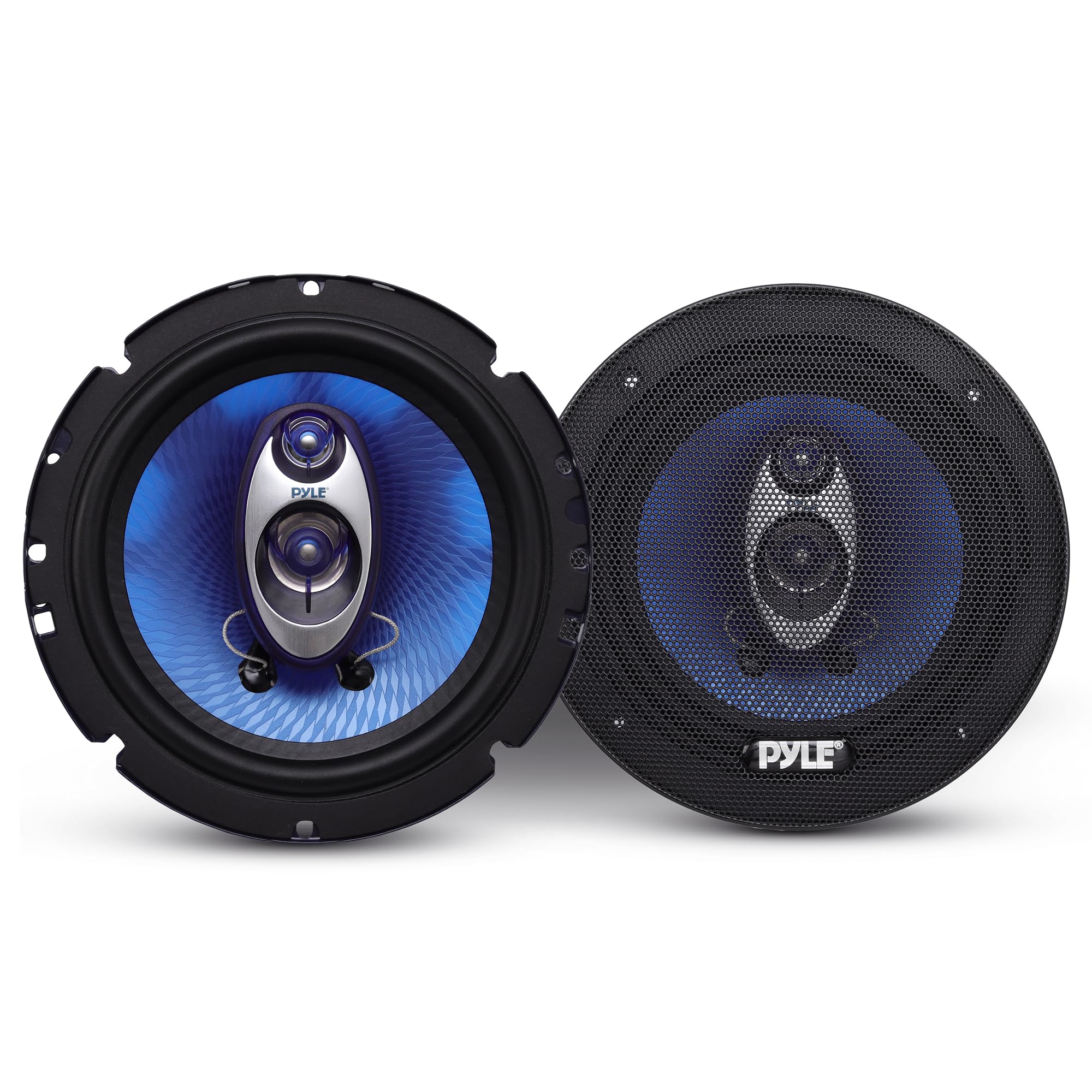 Pyle 6.5" Three-Way Sound Speaker System - 180 W RMS/360W Power Handling w/ 4 Ohm Impedance and 3/4'' Piezo Tweeter for Car Component Stereo, Round Shaped Pro Full Range Triaxial Loud Audio