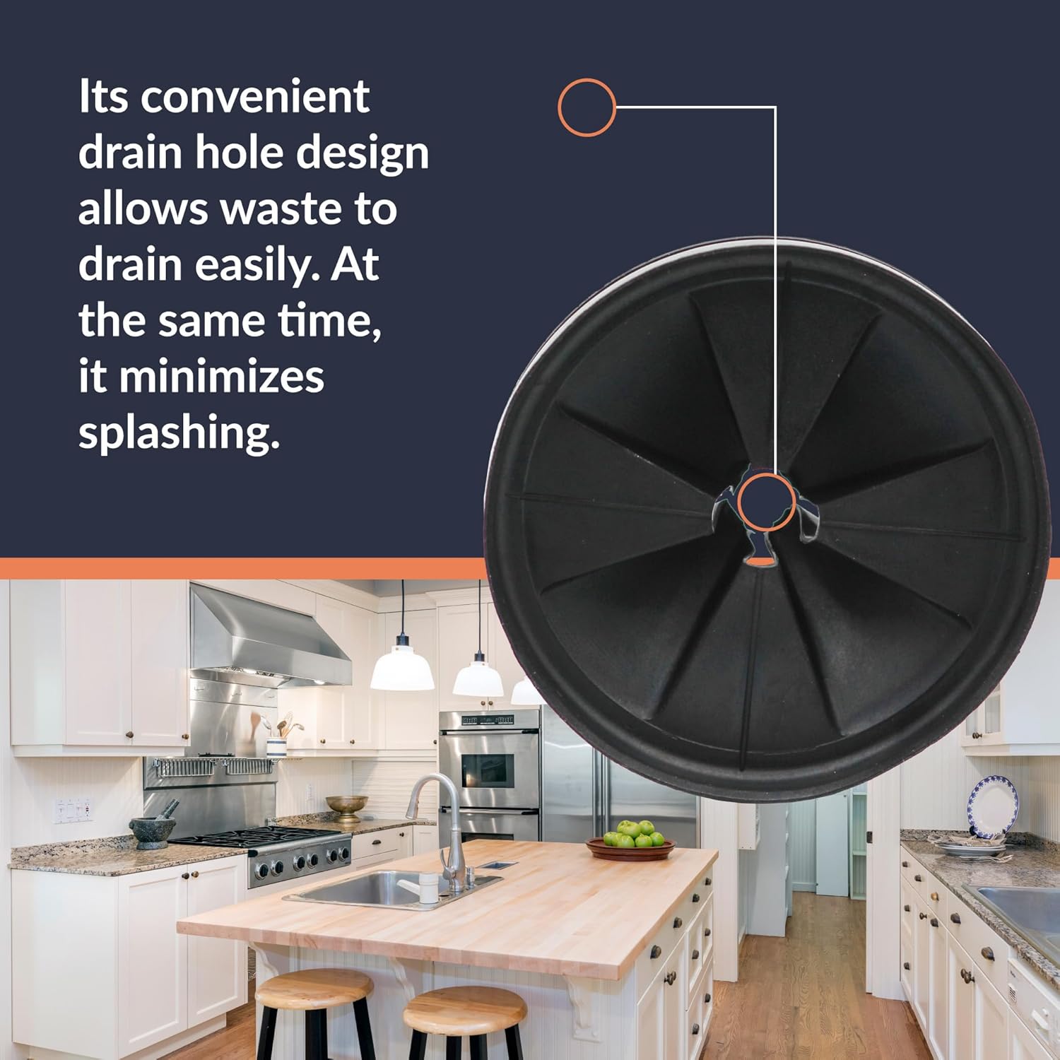 Newhouse 3-3/8-in. Diameter Garbage Disposal Splash Guards GDSPLSH, Kitchen Sink Splash Guard and Drain Cover, Easy-to-Clean Garbage Disposal Rubber Insert, Rust-Resistant Durable Silicone Sink Insert