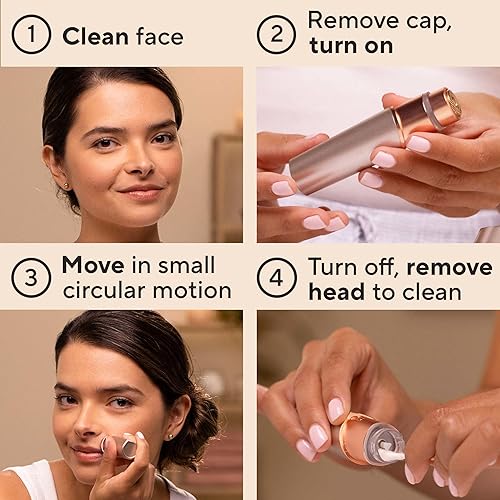 Miniatura 7 de Finishing Touch Flawless Removedor de vello facial para mujeres, maquinilla de afeitar facial eléctrica con luz LED, nueva versión (exclusivo de