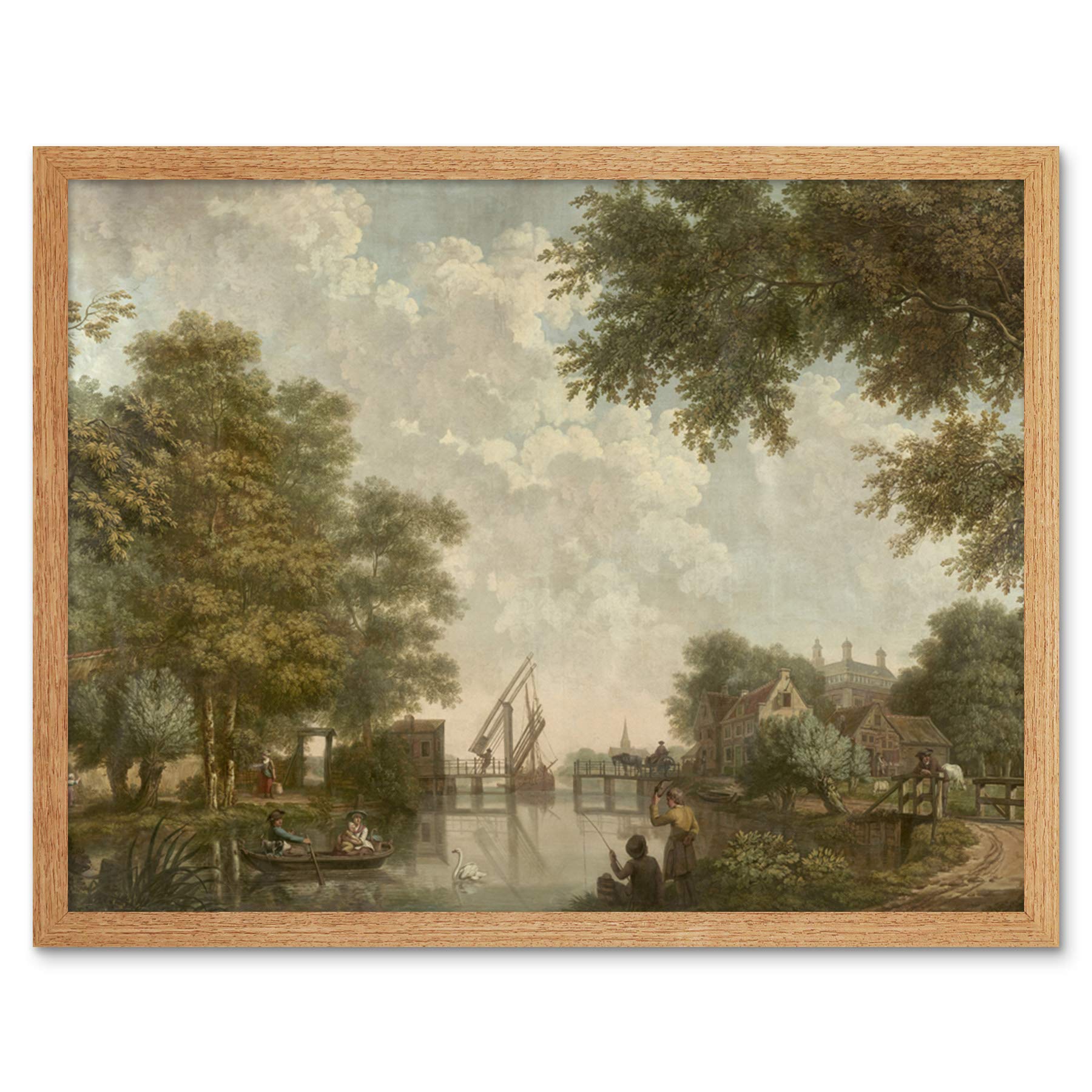 Artery8 Andriessen Dutch Landscape River Trees Painting Art Print Framed Poster Wall Decor 12x16 inch