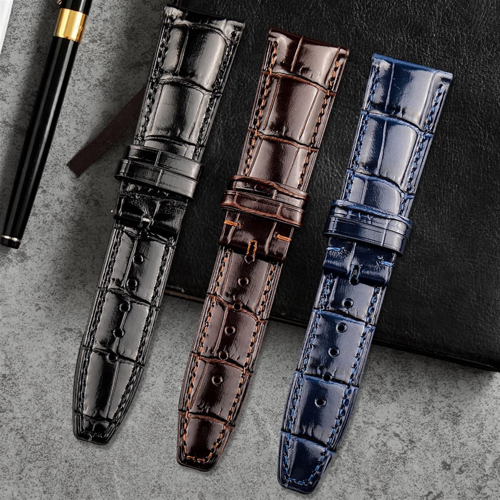 Dla IWC Portugues Pilot Oryginalna skórzana opaska do zegarka Store Akcesoria 22 mm Crocodile Grain Bands
