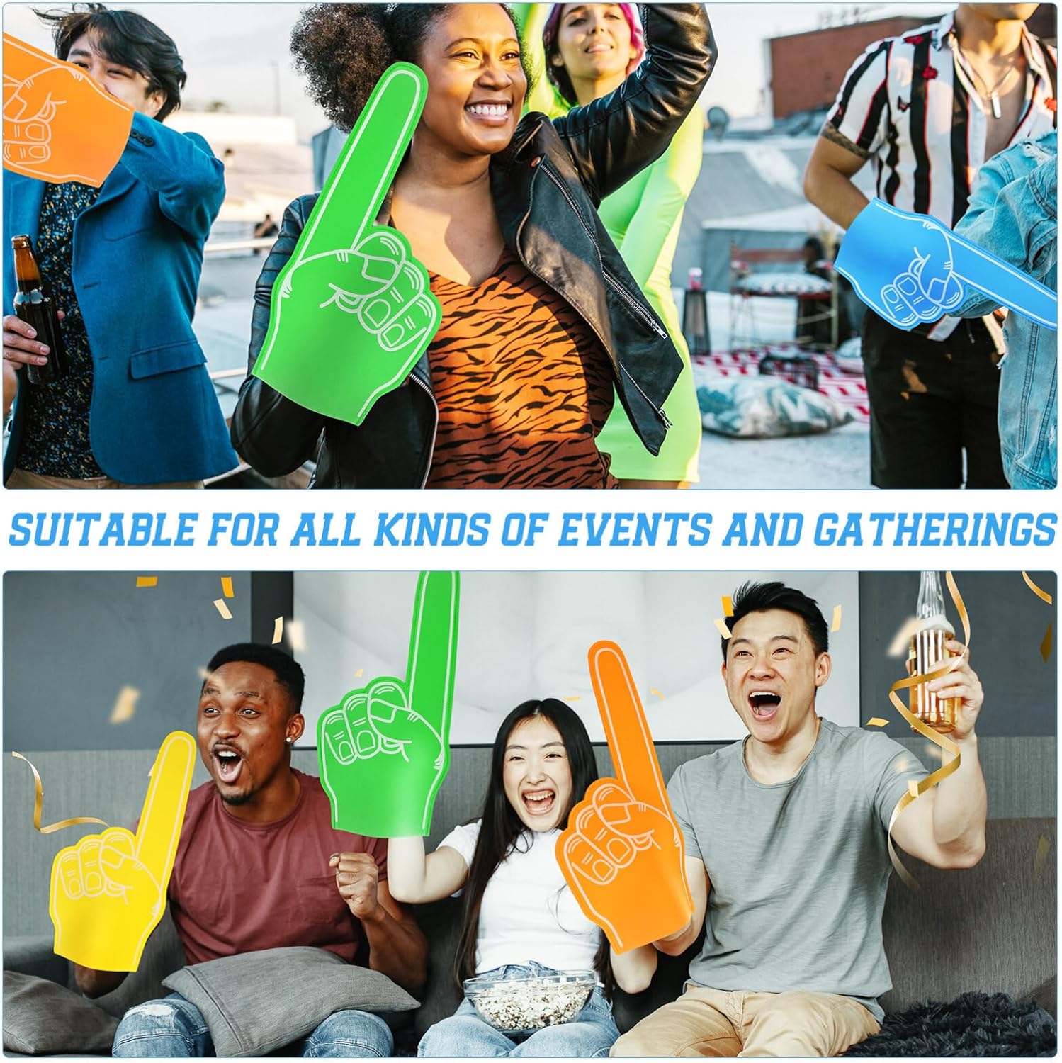 Toddmomy Giant Foam Fingers 10 Pack 18 Inch Cheerleading Foam Hands for Soccer Games Sports Events Team Spirit Support