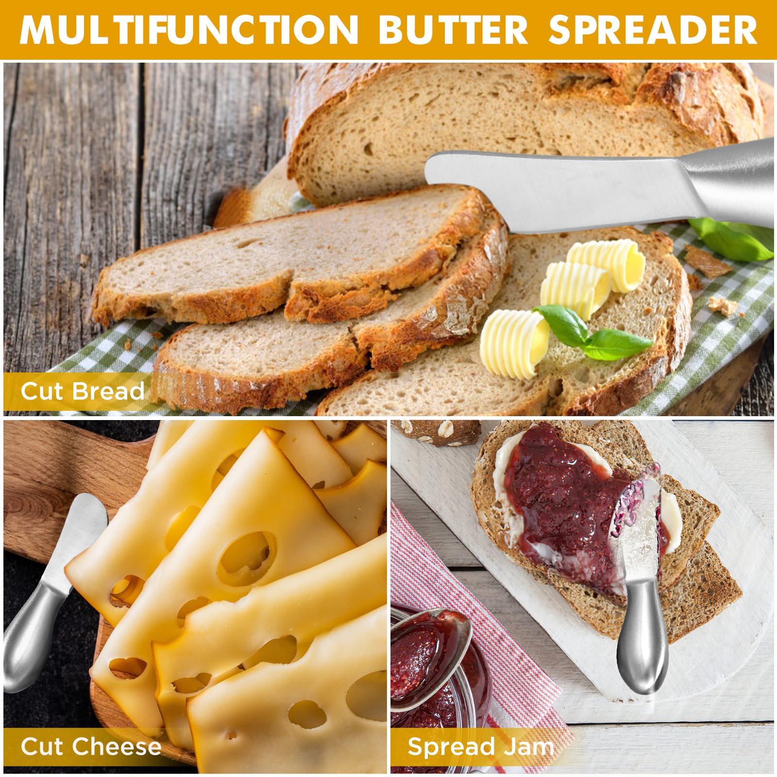 VANRA Spreader Knife Set 4-Piece Butter Knife Stainless Steel Cheese Knives Set Small Bread Cream Knives 5.3-inch - View #4