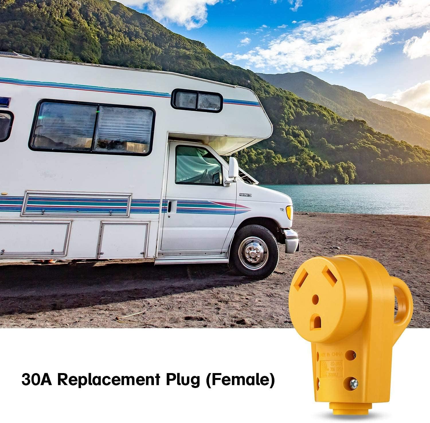 Kohree RV Female Plug Replacement 30 Amp, RV Receptacle Plug 125/250V, Heavy Duty Camper Plug with Ergonomic Grip Handle, Yellow : Automotive