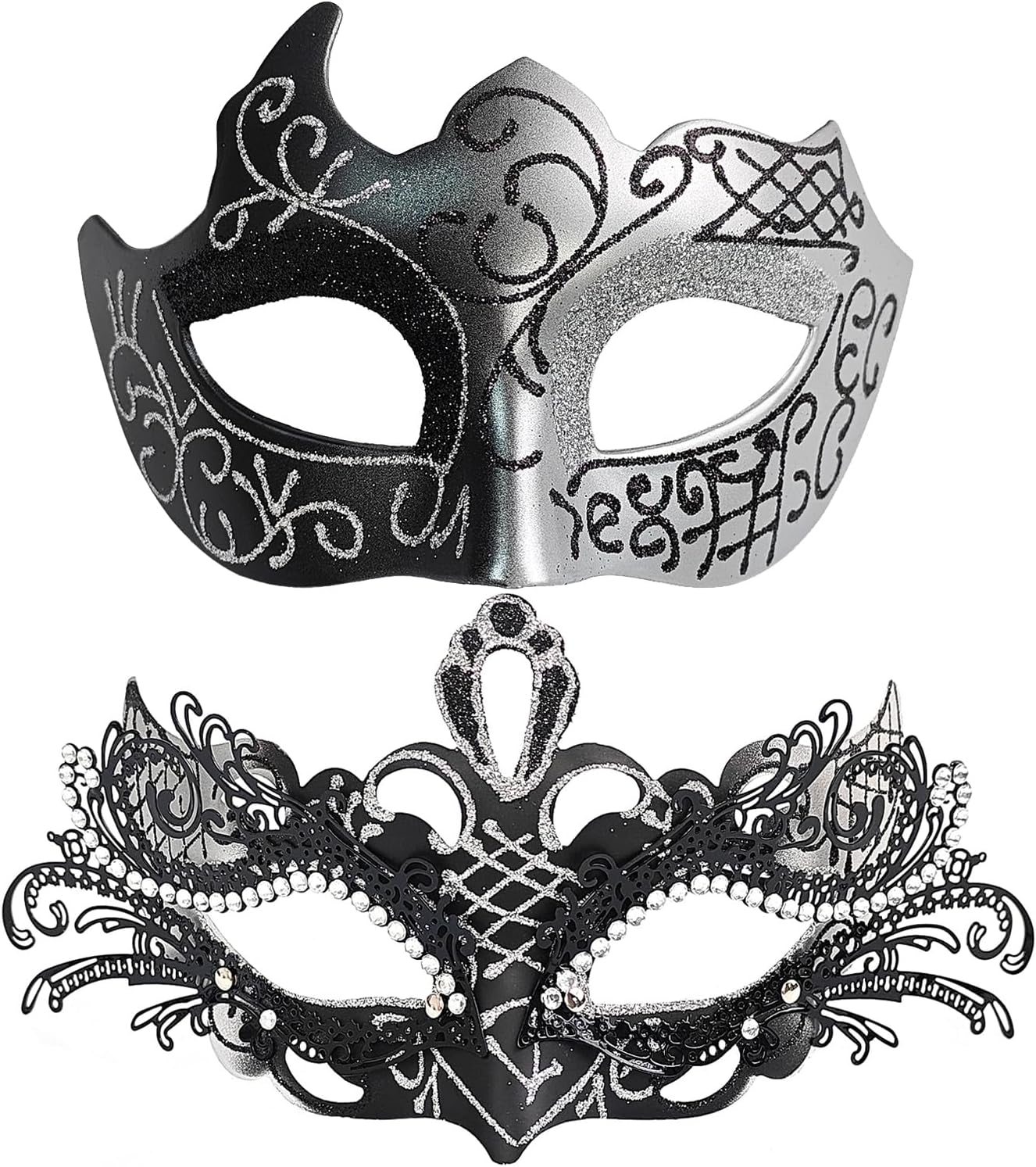 Masquerade Mask for Couples, Mardi Gras Mask for Women & Men