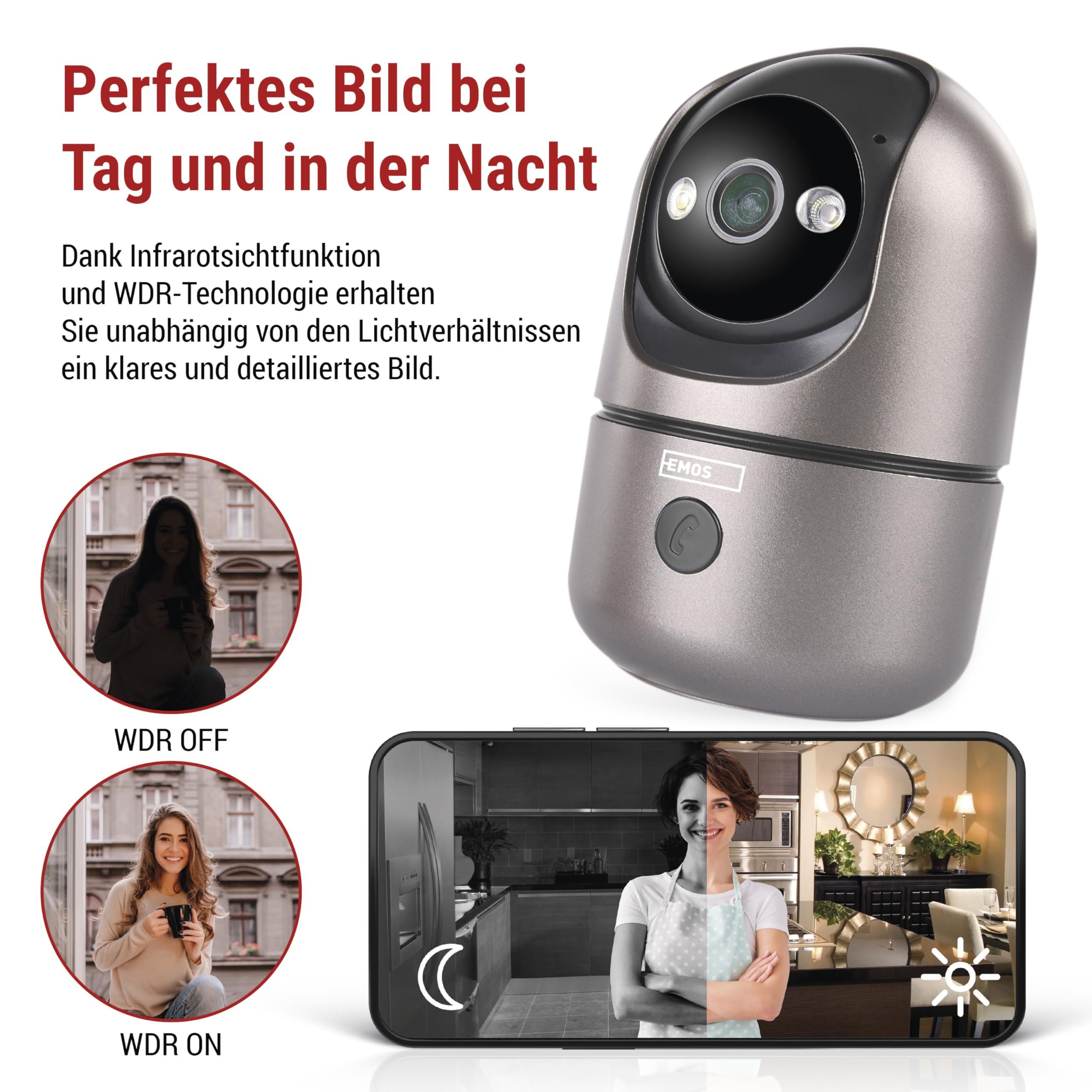EMOS GoSmart Wewnętrzna kamera monitorująca 4MP z podwójnym WiFi i aplikacją, inteligentna kamera IP do wnętrz, wykrywanie i śledzenie ruchu, widoczność w nocy i ustawienie obszaru, 2-drożne audio