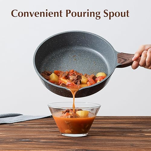 Miniatura 9 de SENSARTE Juego de utensilios de cocina antiadherentes de 16 piezas, juego de ollas y sartenes saludables, juego de cocina antiadherente con asas que