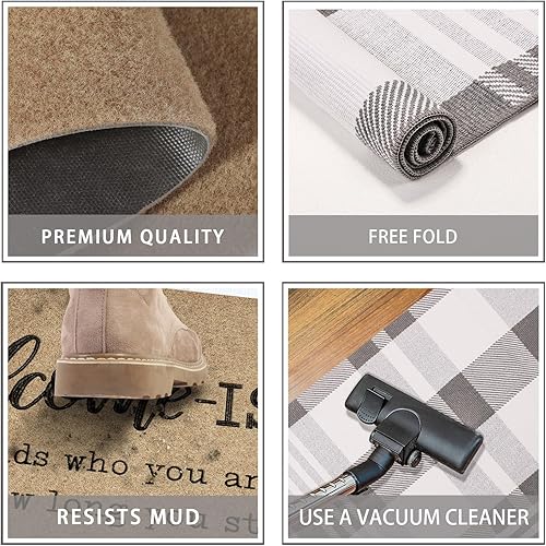 Miniatura 4 de Tapete grande de 2 piezas a cuadros a cuadros para pasillo, tapete de bienvenida para puerta delantera, exterior, entrada, divertido tapete de