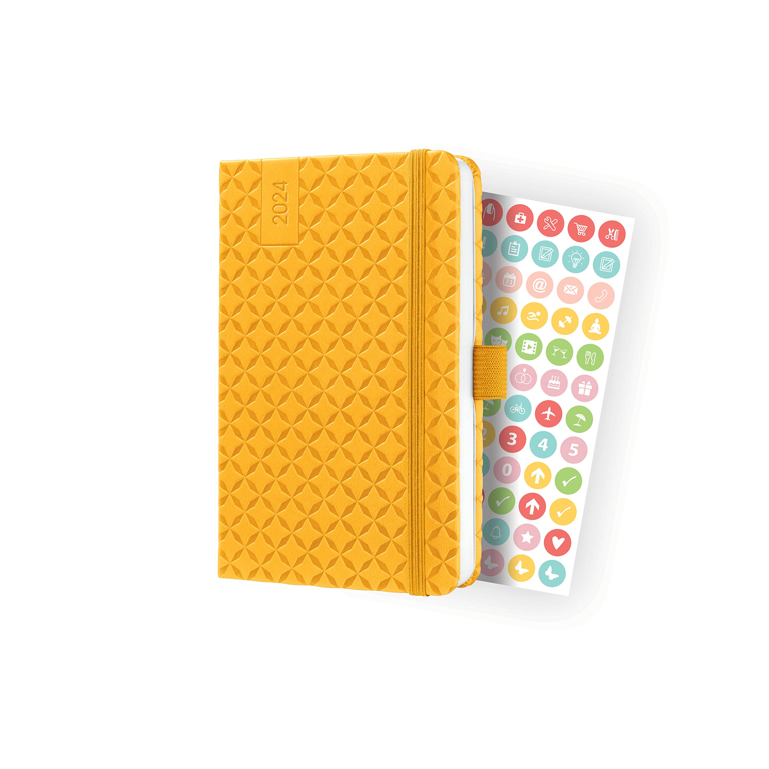 SIGEL J4116 Jolie Weekly planner 2024, hardcover, 9,5 x 15 cm, 174 pages, Yellow