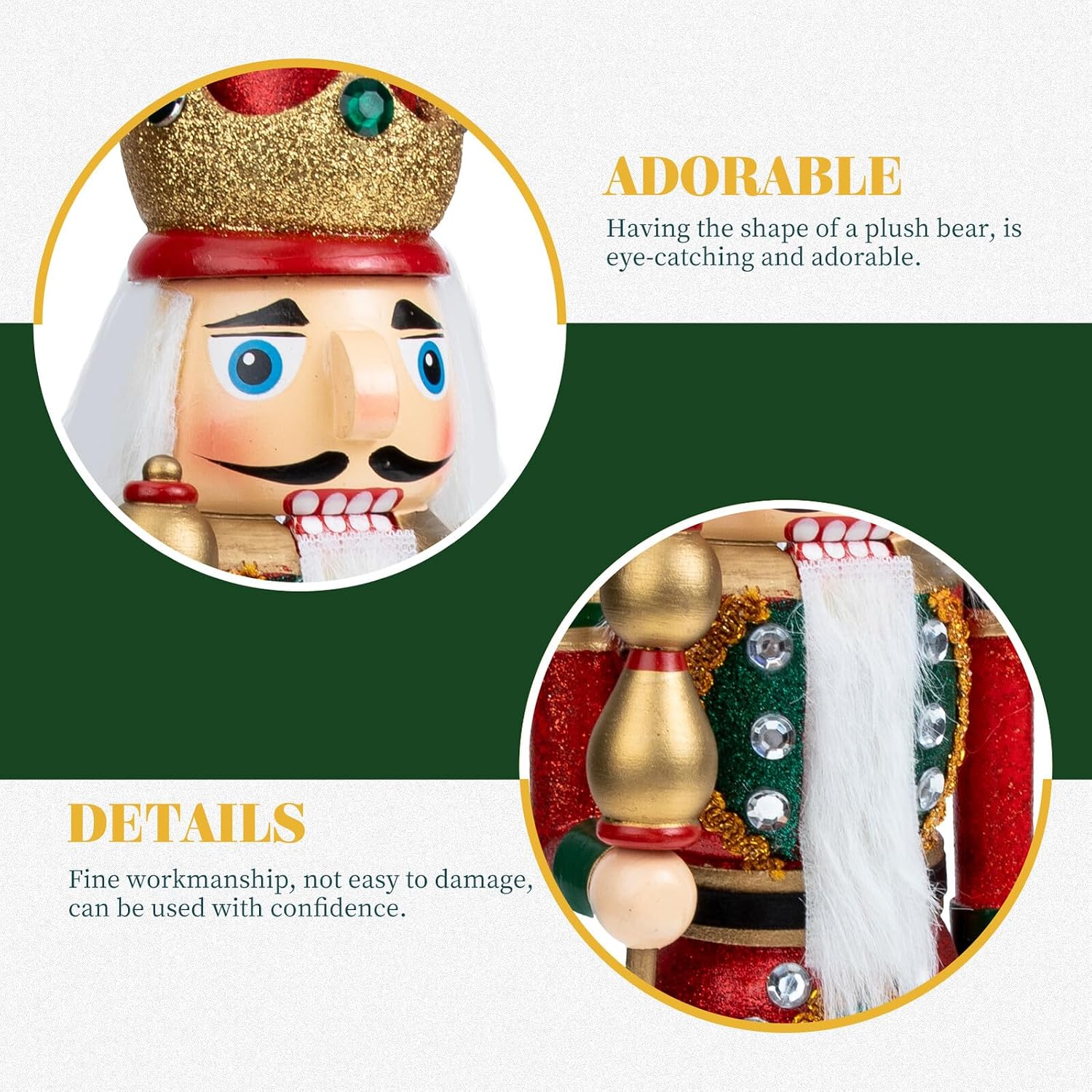 Wooden Nutcracker Soldier Figurine Christmas Nutcracker Ornament with Red Hat Decoration for Home Seasonal Holiday Decor