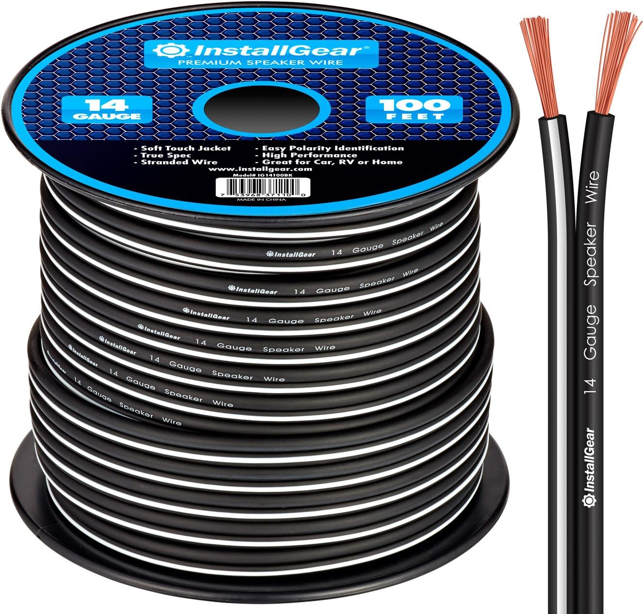 14 Gauge AWG 100ft Speaker Wire Cable - Black