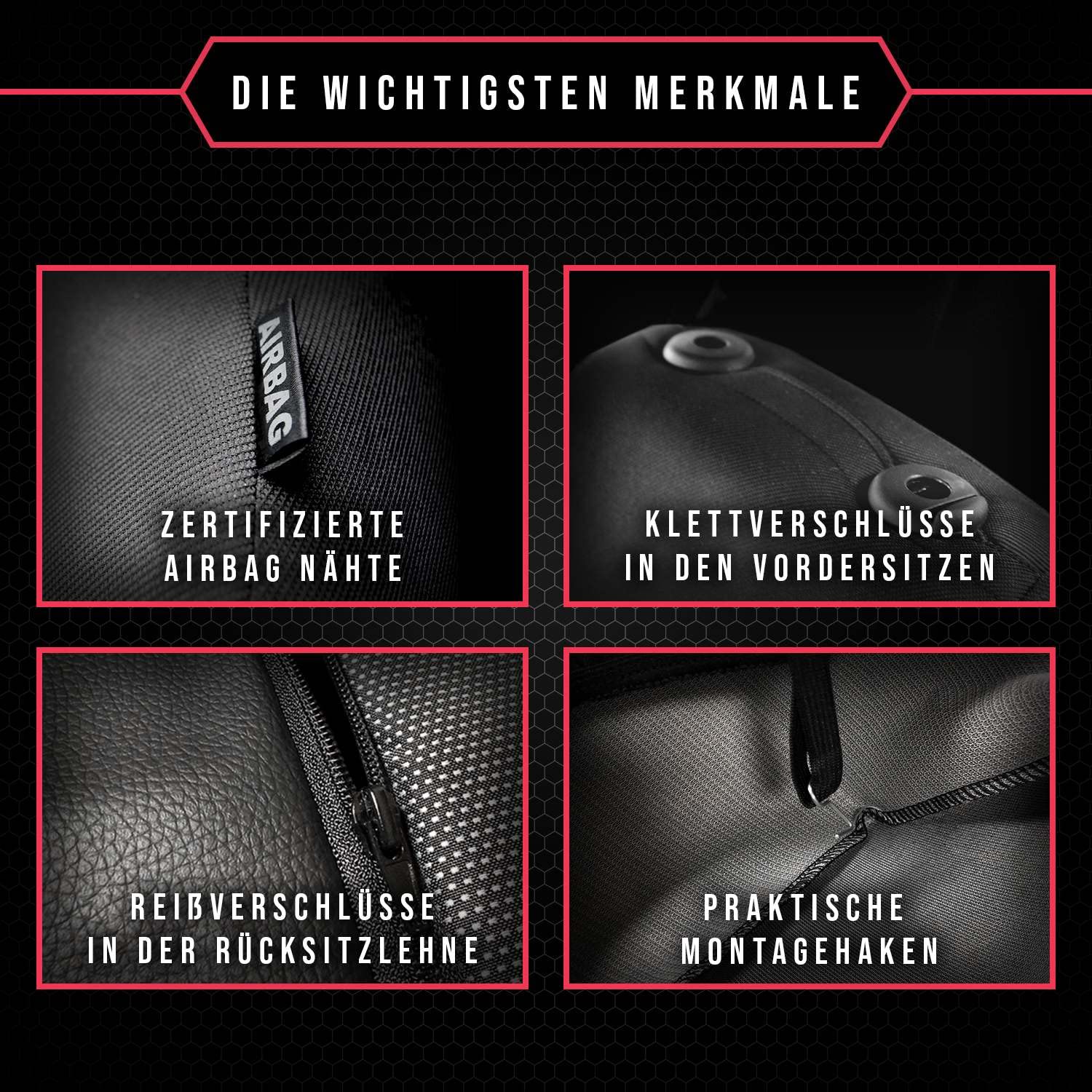 3er Set Saferide Autositzbezüge PKW universal | Auto Sitzbezüge Kunstleder Blau für Airbag geeignet | für Vordersitze und Rückbank | 1+1 Autositze vorne und 1 Sitzbank hinten teilbar 2 Reißverschlüsse