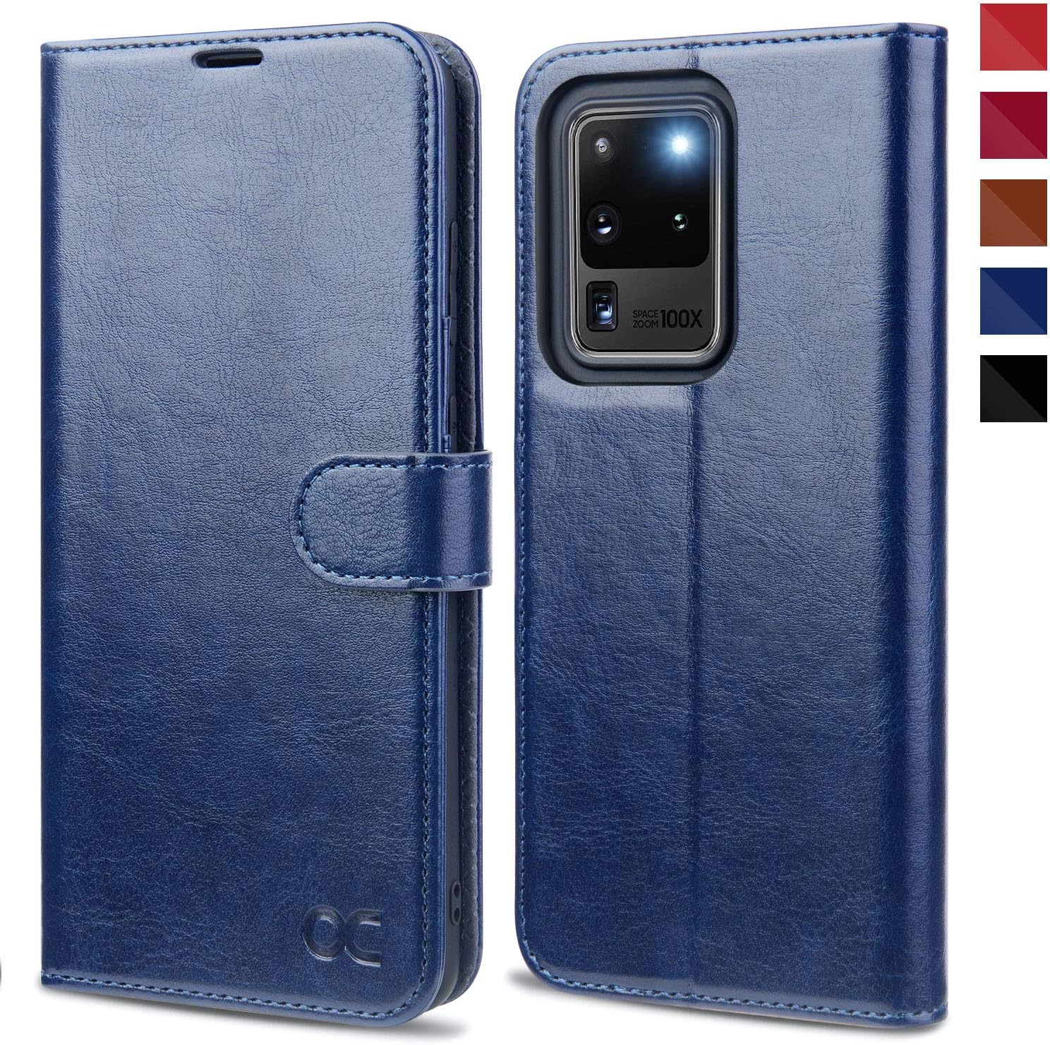 OCASE Galaxy S20 Ultra Case, S20 Ultra Wallet Case with RFID Blocking Card Holders, PU Leather Flip Case with Kickstand and Magnetic Closure, Phone Cover for Samsung Galaxy S20 Ultra 6.9 Inch (Blue)