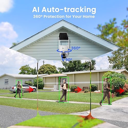 Miniatura 6 de xmartO Wire-Free Solar PTZ AI Tracking Security Camera System, 4-Cam Kit, 4MP 2K QHD + 4K 10CH Expandable WiFi NVR, 120-Day+ Local Video Storage,