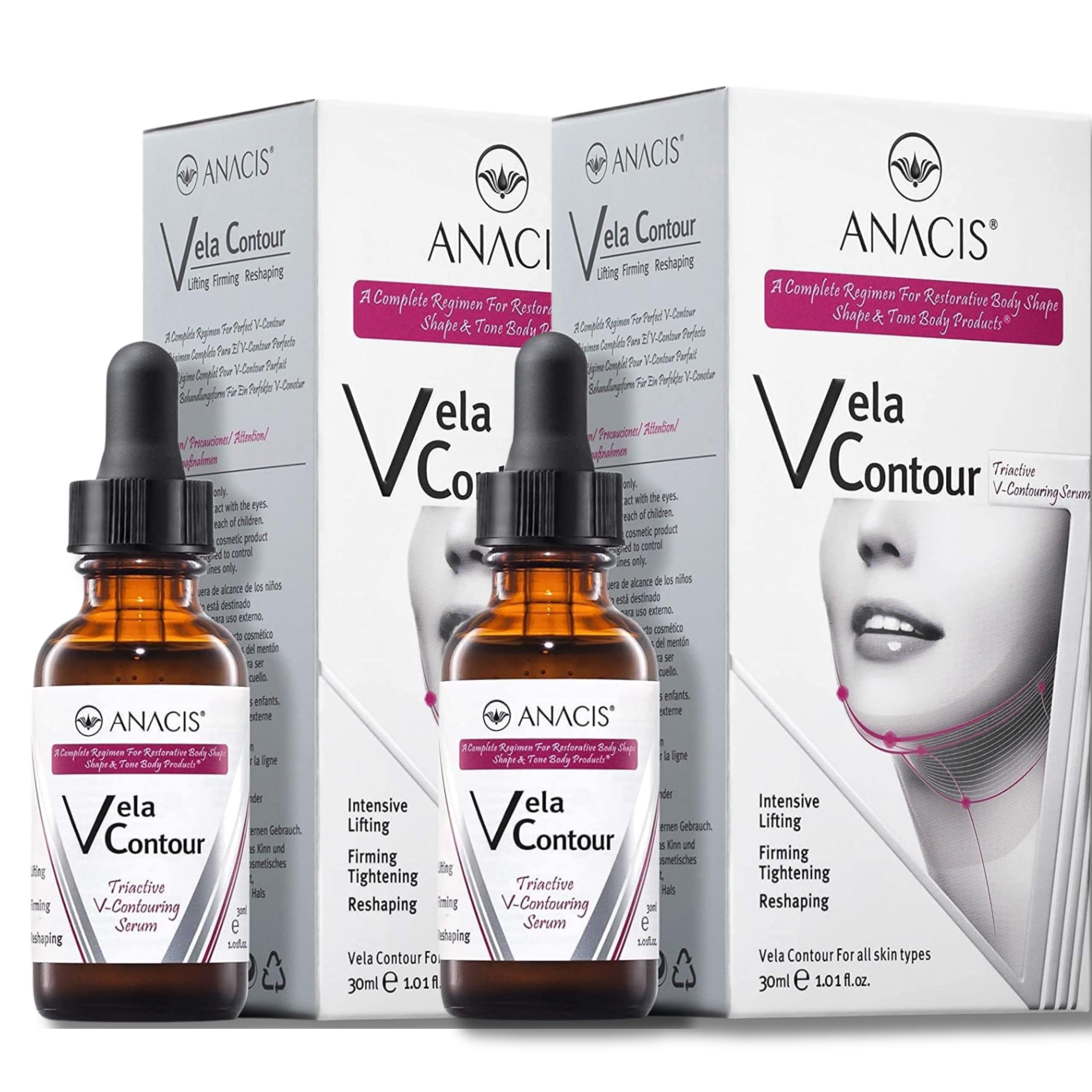 Advanced Neck Serum – V line Jawline - Fine Lines - Neck Wrinkles - Sagging Skin - Serum for Women and Men. Anacis (2 pack x 30ML)