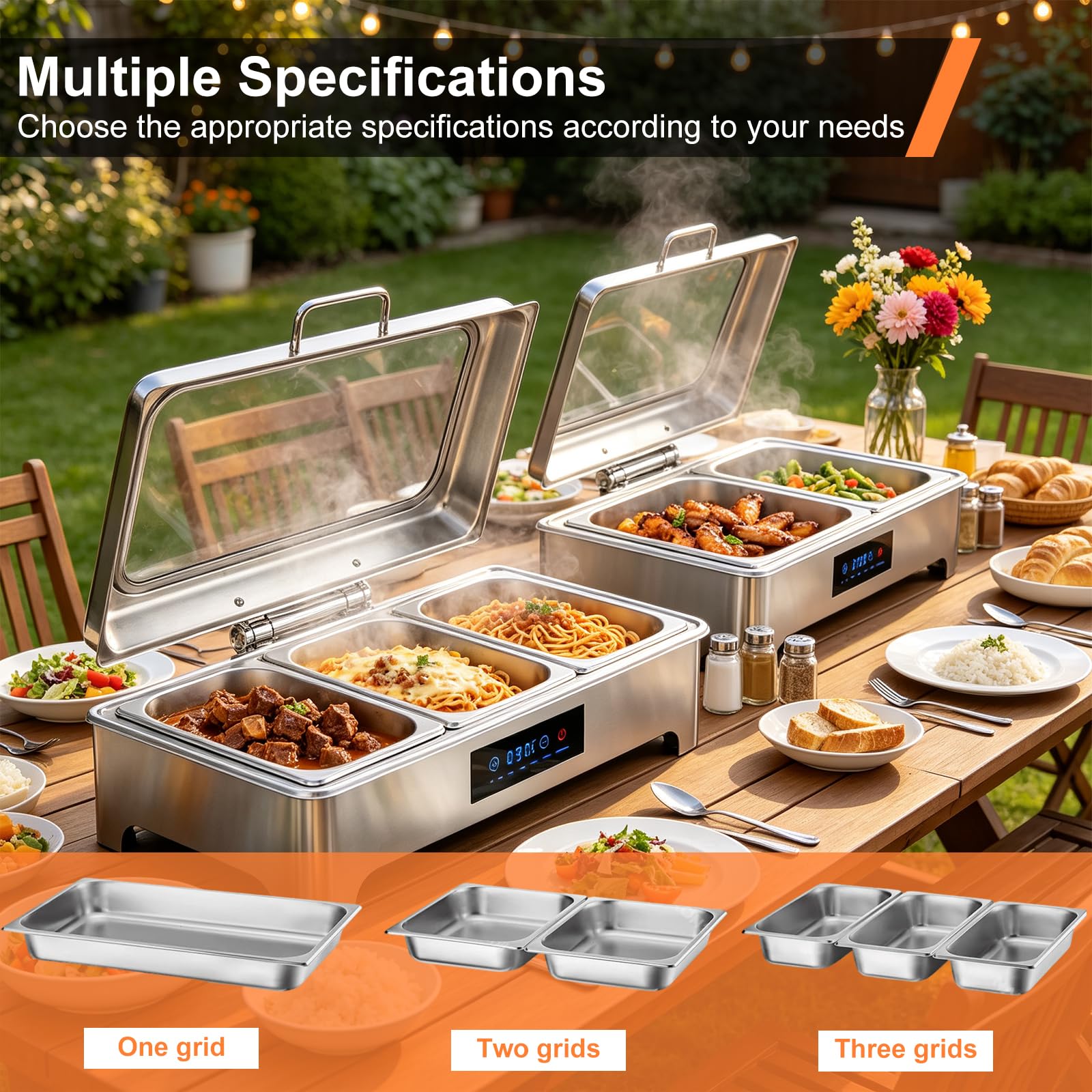 9L Calentador Buffet Electrico, Temperatura Ajustable 30-90℃, 1/1 | Chafing Dish Buffet Electrico, Calentador de Comida Buffet Electrico para Buffet, Catering y Fiestas, Acero Inoxidable