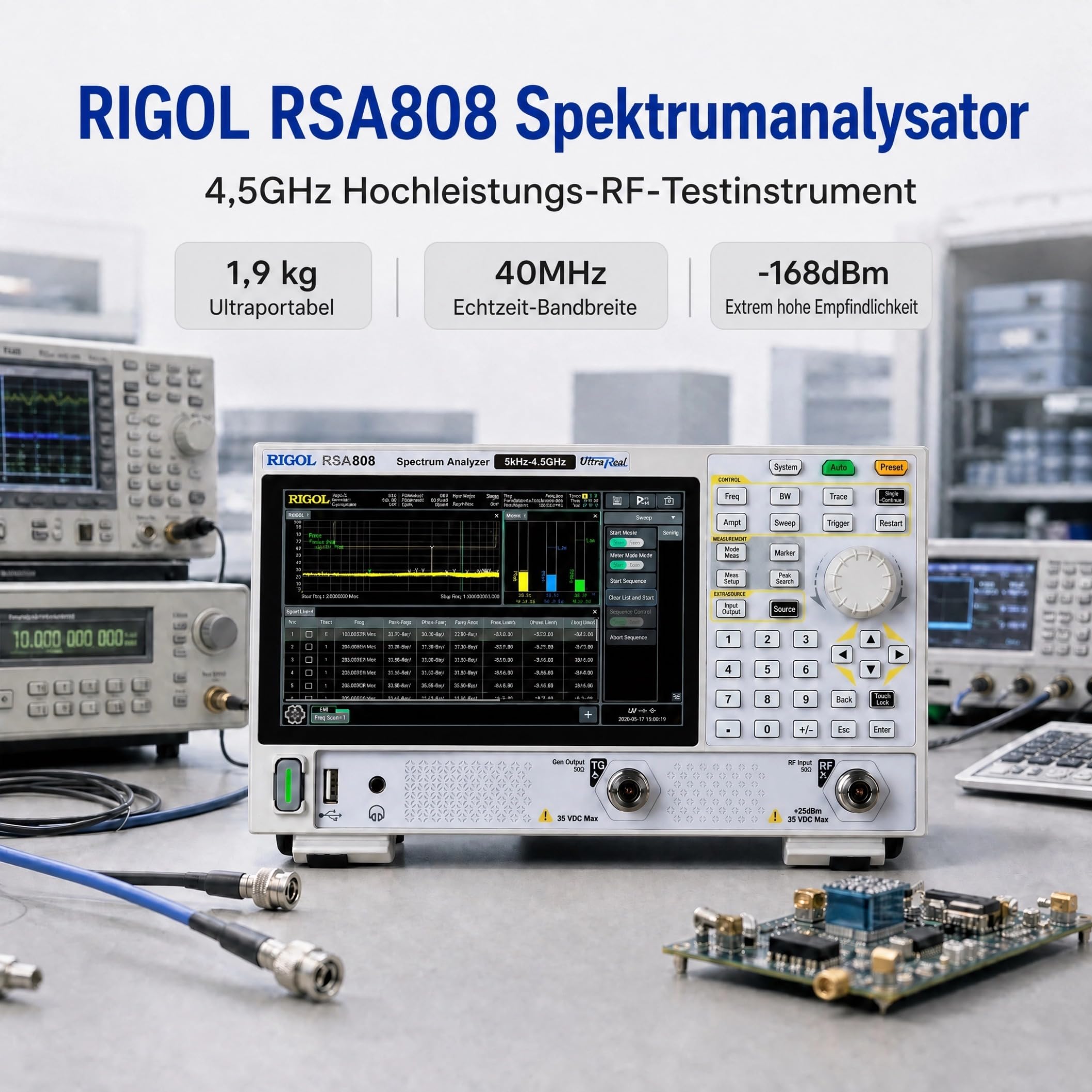 RIGOL RSA804 Echtzeit-Spektrumanalysator, 4,5GHz EMV-Signalanalysator