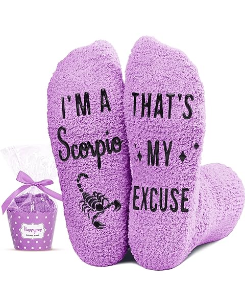 HAPPYPOP Zodiac Gifts for Women - Astrology Constellation Horoscope Gifts, Fuzzy Space Galaxy Socks