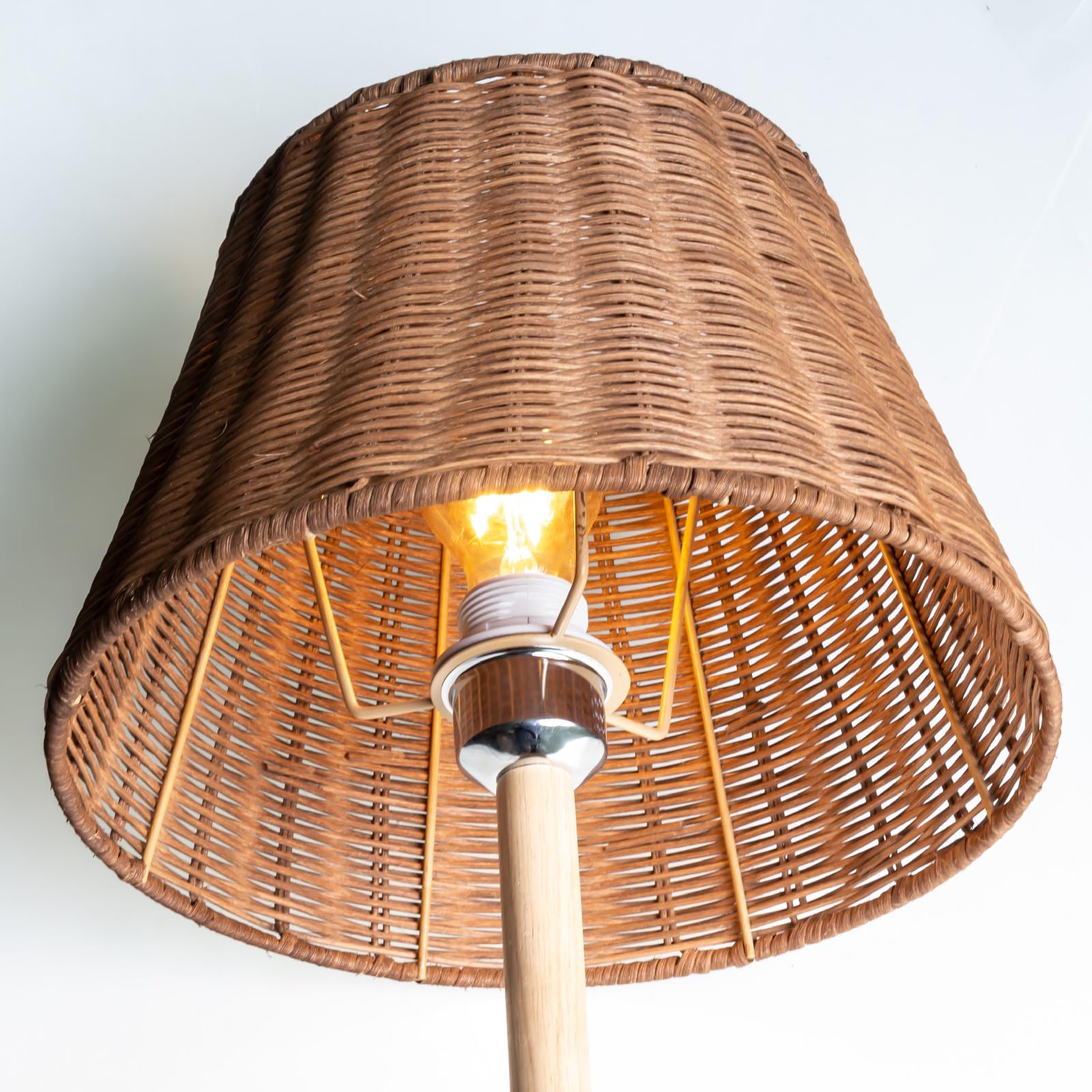 Pantalla de lámpara de ratán, trenzada a mano, forma cónica, versátil para lámparas de techo, colgantes, de pared y de mesa (1, café profundo)