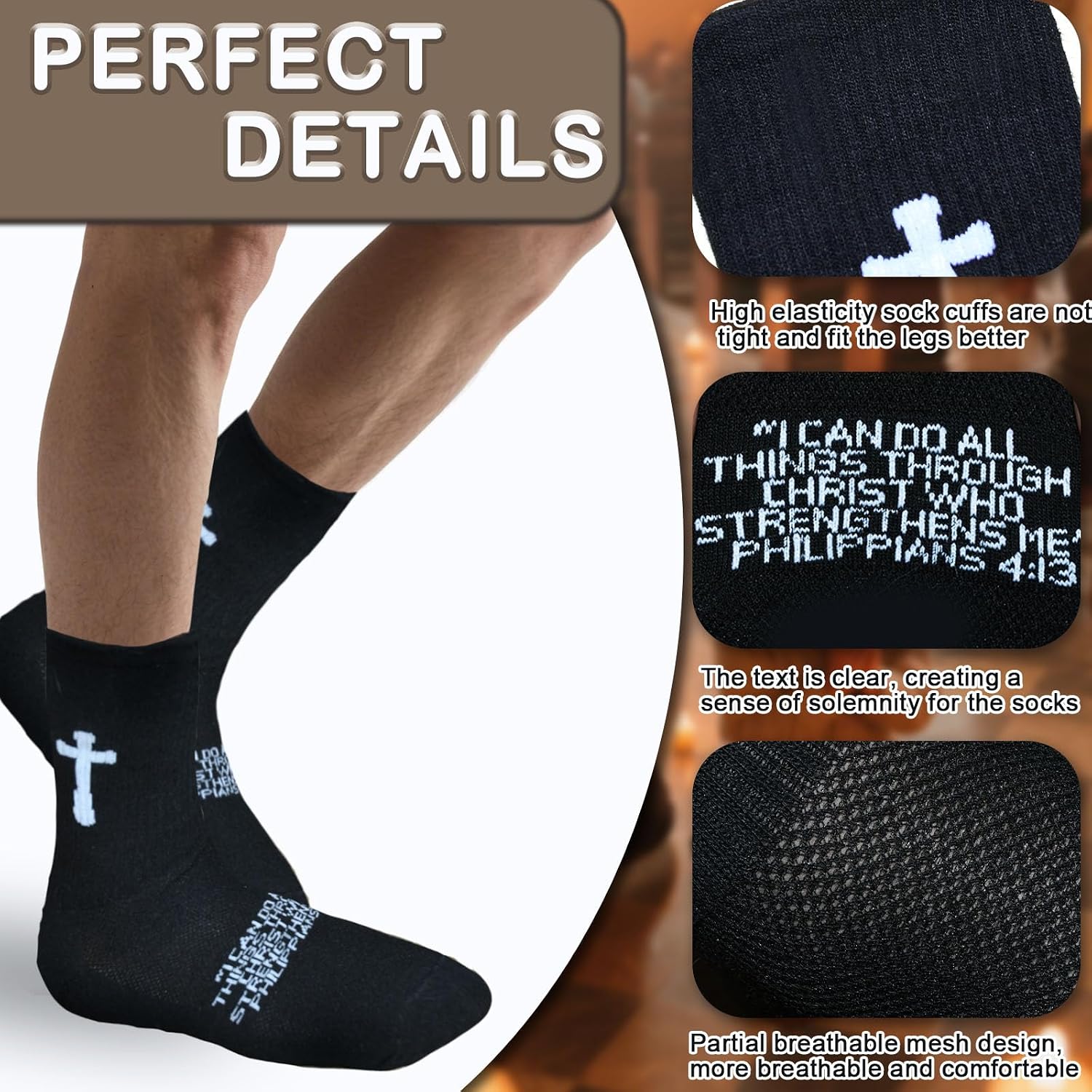 3 Pairs Christian socks Prayer socks Birthday Gifts for Dad,Men Husband Grandp Fathers Day Christmas