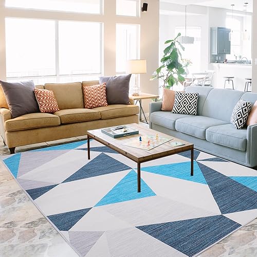 FACULX Alfombra de área de 5 x 7 pies, suave y moderna, con parte trasera de goma antideslizante, lavable a máquina para comedor, hogar, oficina,