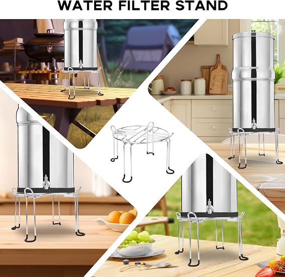 Water Filter Stand 6 Tall by 9 Wide Compatible with Berkey Big, Royal and Travel System, Countertop Stainless Steel Stand for Gravity Fed Water Water Coolers with Max 9 in Diameter
