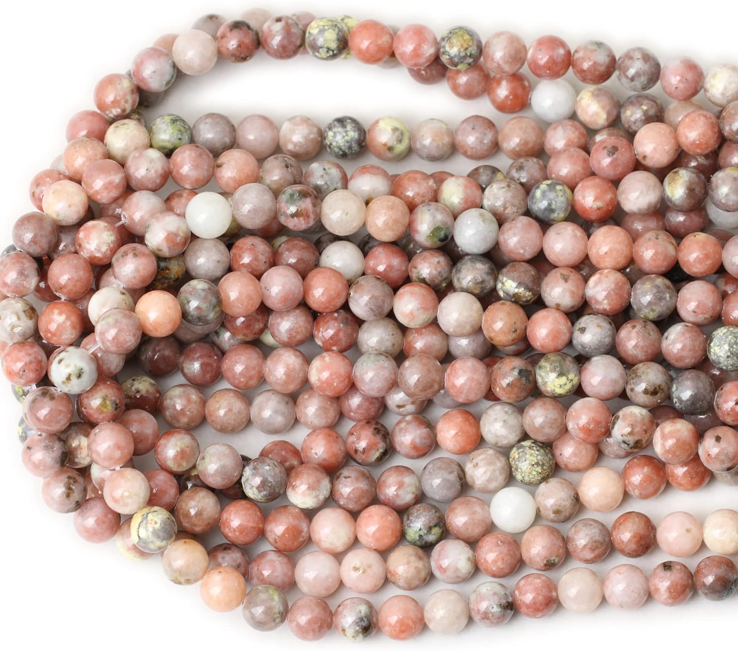 45PCS 8mm Natural Plum Blossom Stone Gemstone Round Loose Beads for DIY Bracelet Necklace Earrings Jewelry Making 1 String 15 Inches - Image 3