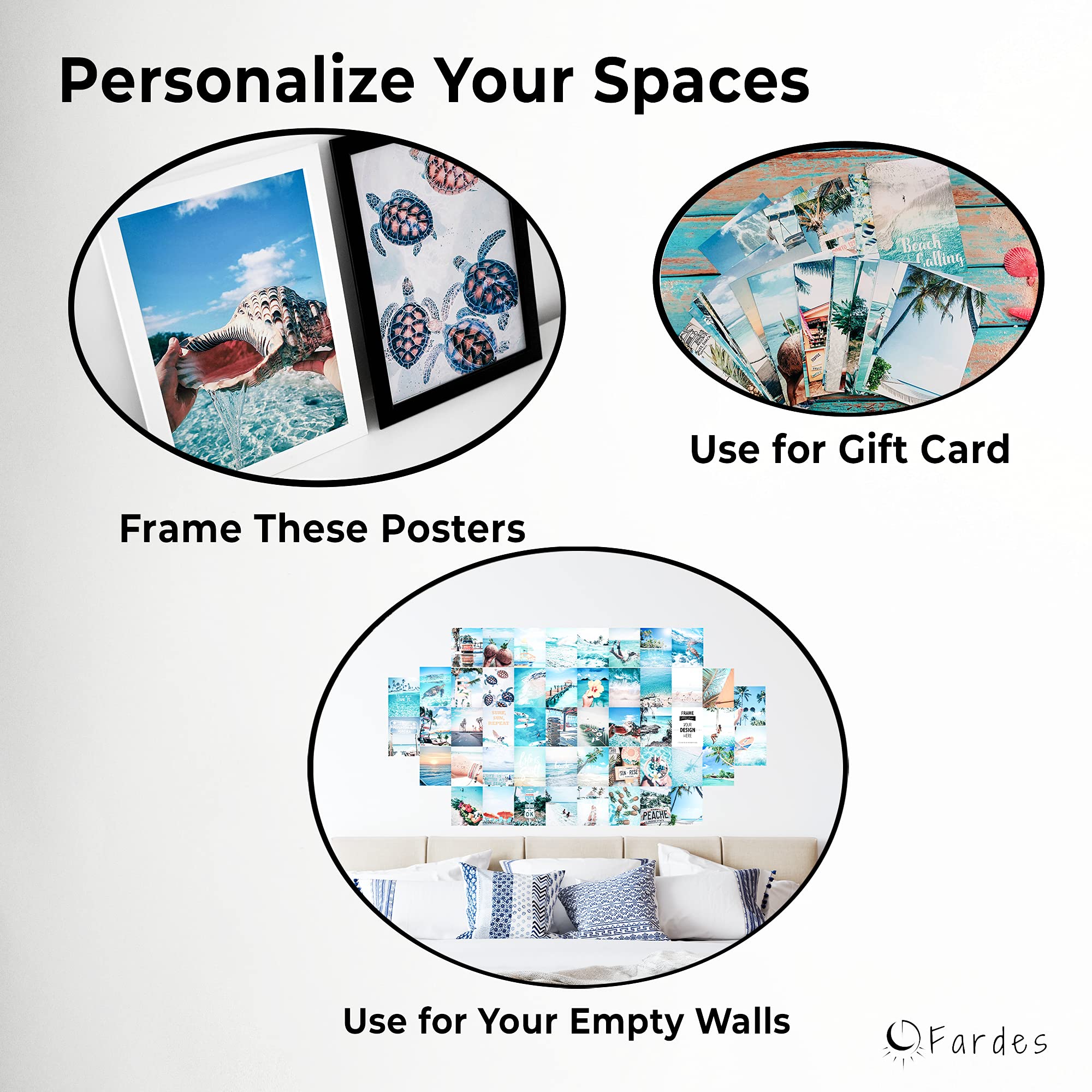 Blue Photo Wall Collage Kit Aesthetic Pictures Beach Decor for