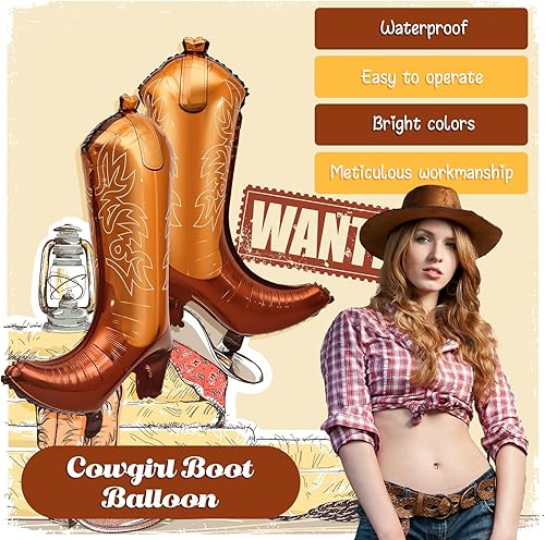 Miniatura 10 de Wettarn 6 globos de aluminio para botas de vaquera de 30 pulgadas, globos de aluminio para la última despedida de soltera, decoraciones de