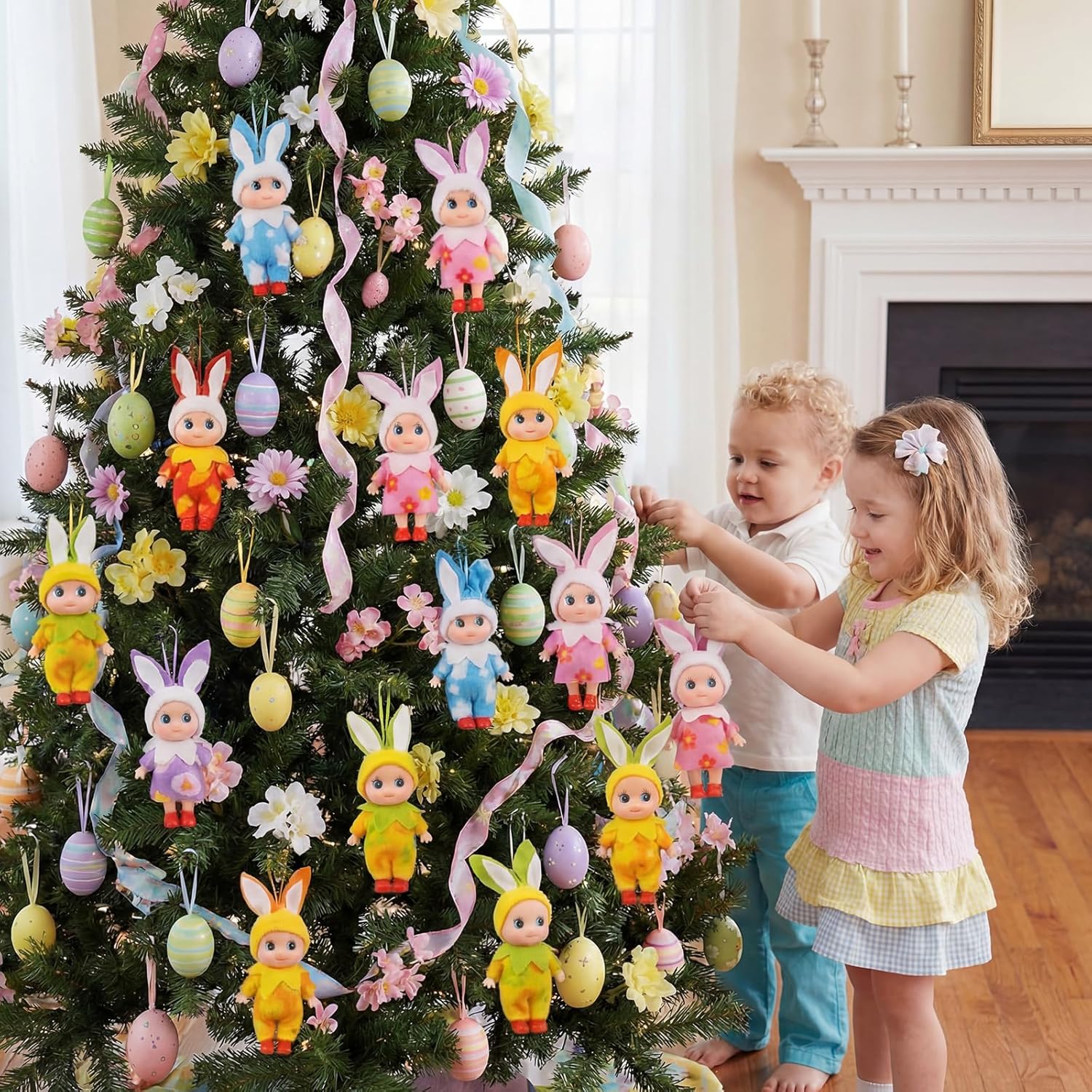 VioraWhite 6 Pcs Tiny Easter Elf Plush Miniature Easter Basket Stuffers for Kids Mini Elf Toy with Clothes Gift for Girls and Boys Table Centerpieces Egg Fillers Holiday Decorations & Party Favors