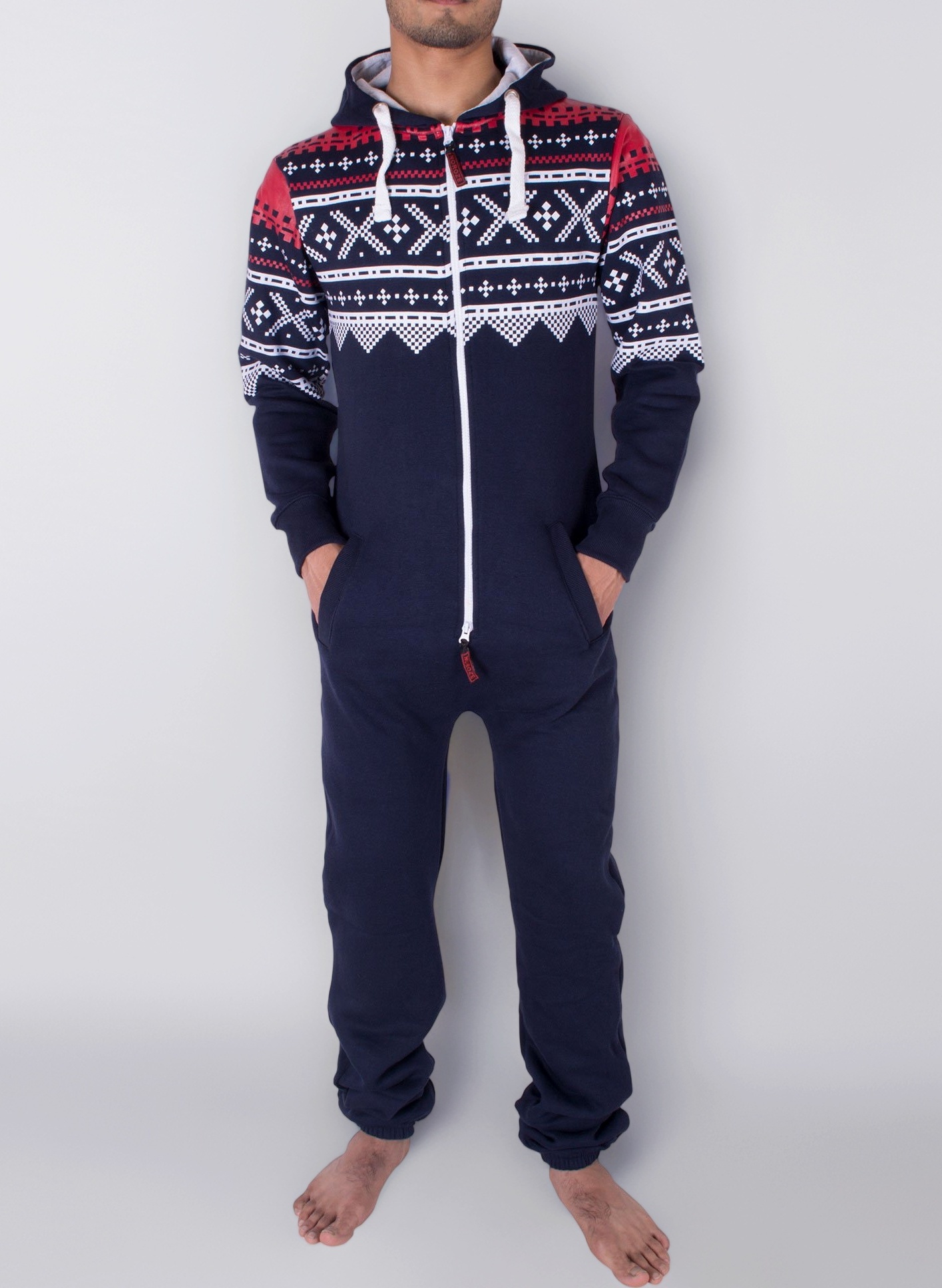 Stylish Aztec Mens Onesie - Hooded Zip onesies Playsuit All In One Piece Jumpsuit - Warm And Cozy Men’s Nightwear (S - XXL)