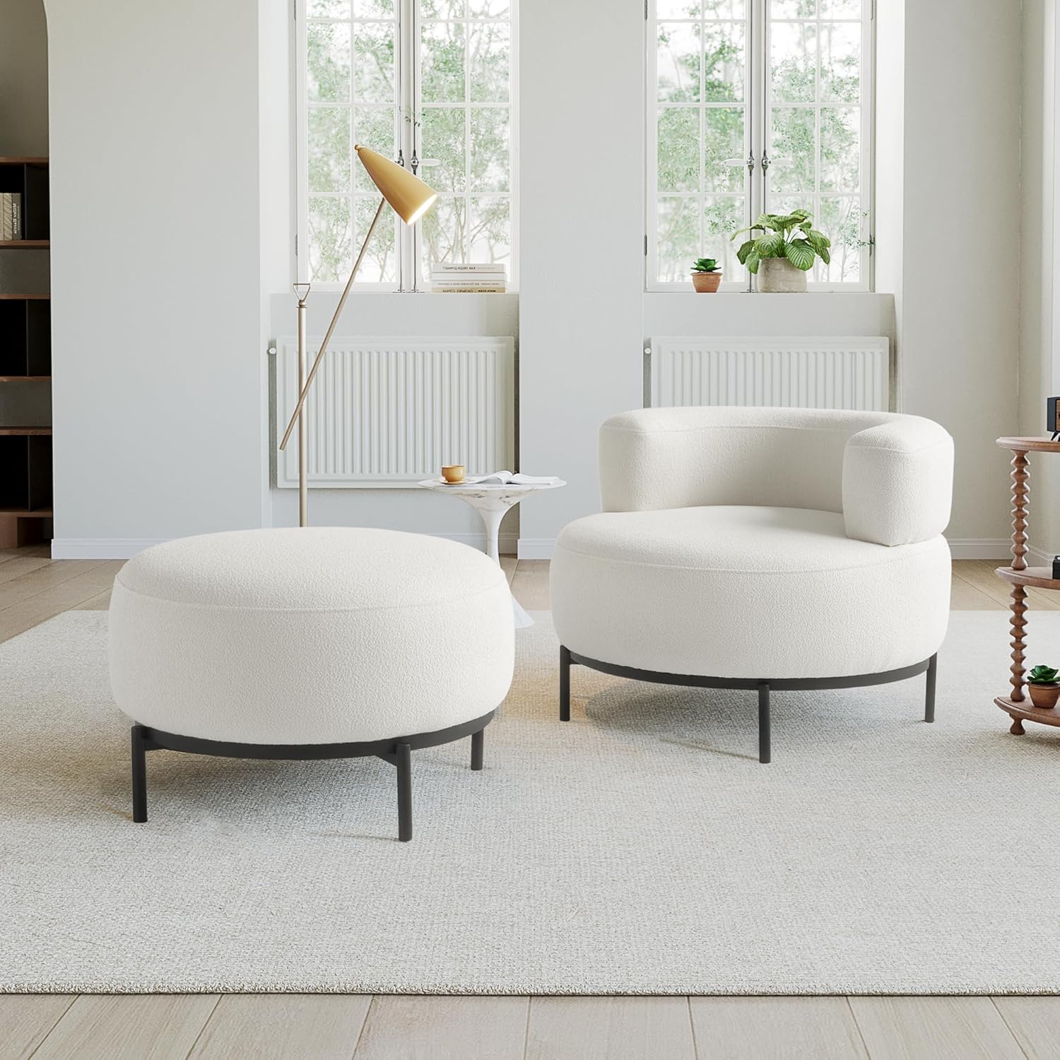 Acanva Modern Accent Chair with Wool-Like Fabric Metal Legs, Reading Leisure Single Sofa for Living Room Bedroom Waiting Room, Armchair