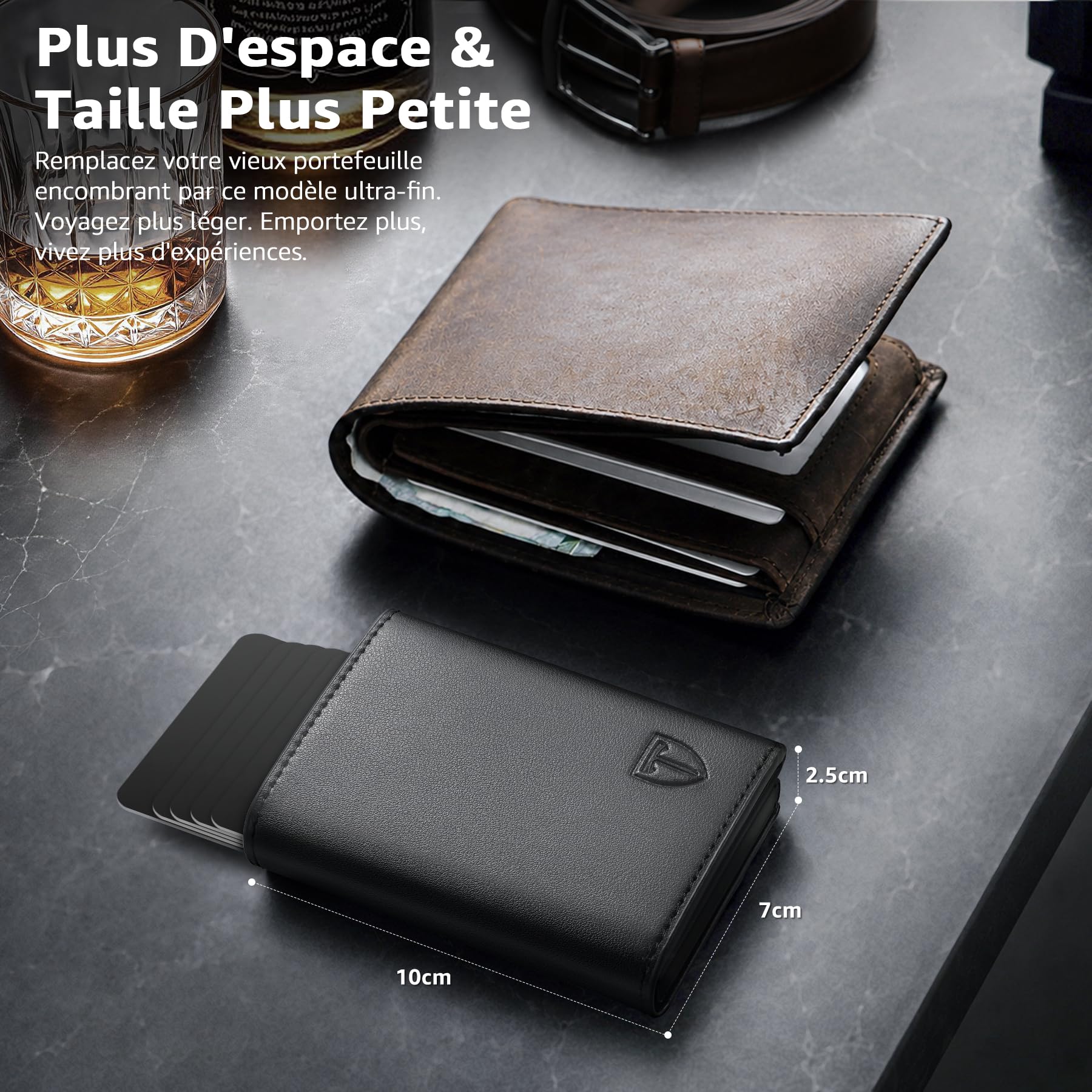 TEEHON Portefeuille Homme - Coffret Cadeau Luxe pour Homme - Noir