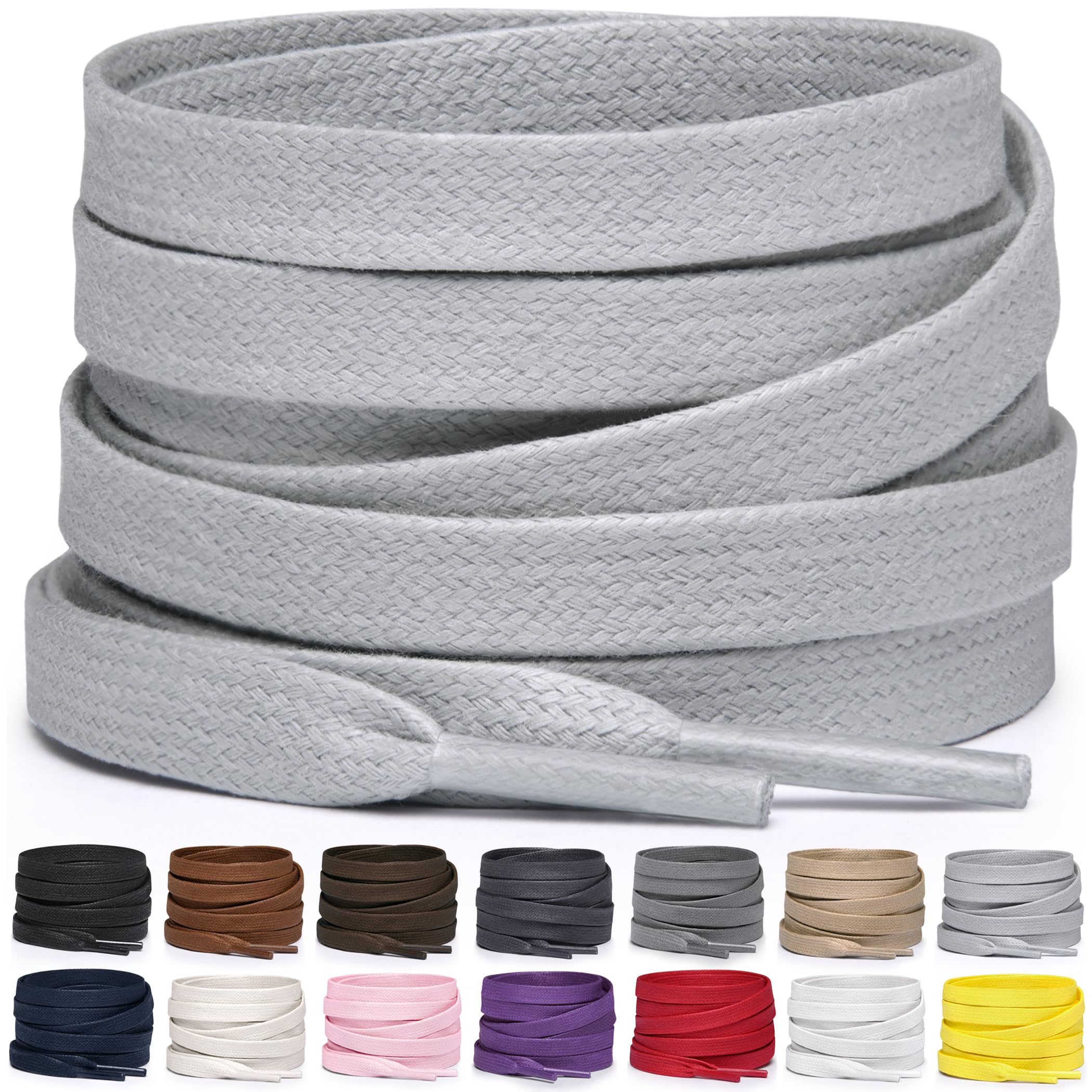 Miscly Flat Waxed Cotton Shoe Laces for Boots, Sneakers, and Shoes – Multiple Lengths and Colors Available